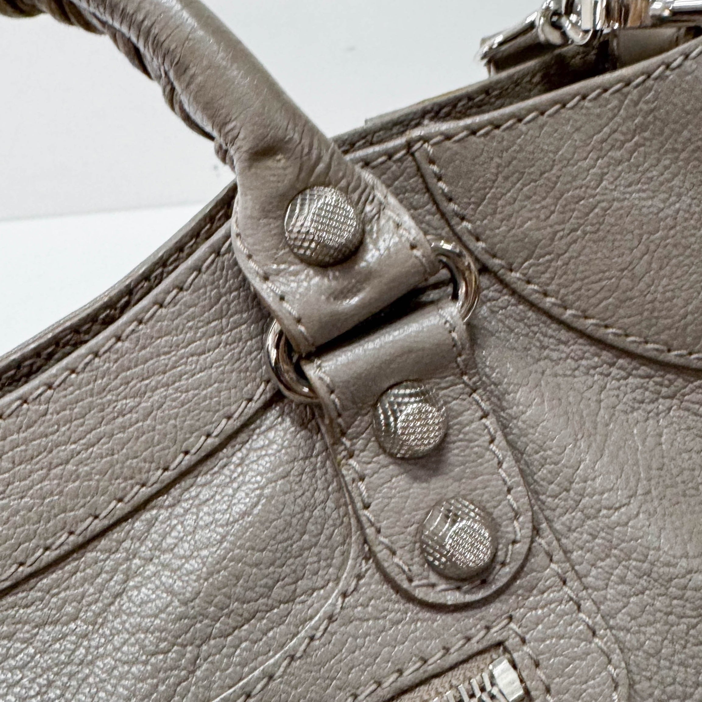 The Velo Grey Calfskin Leather Two Way Bag