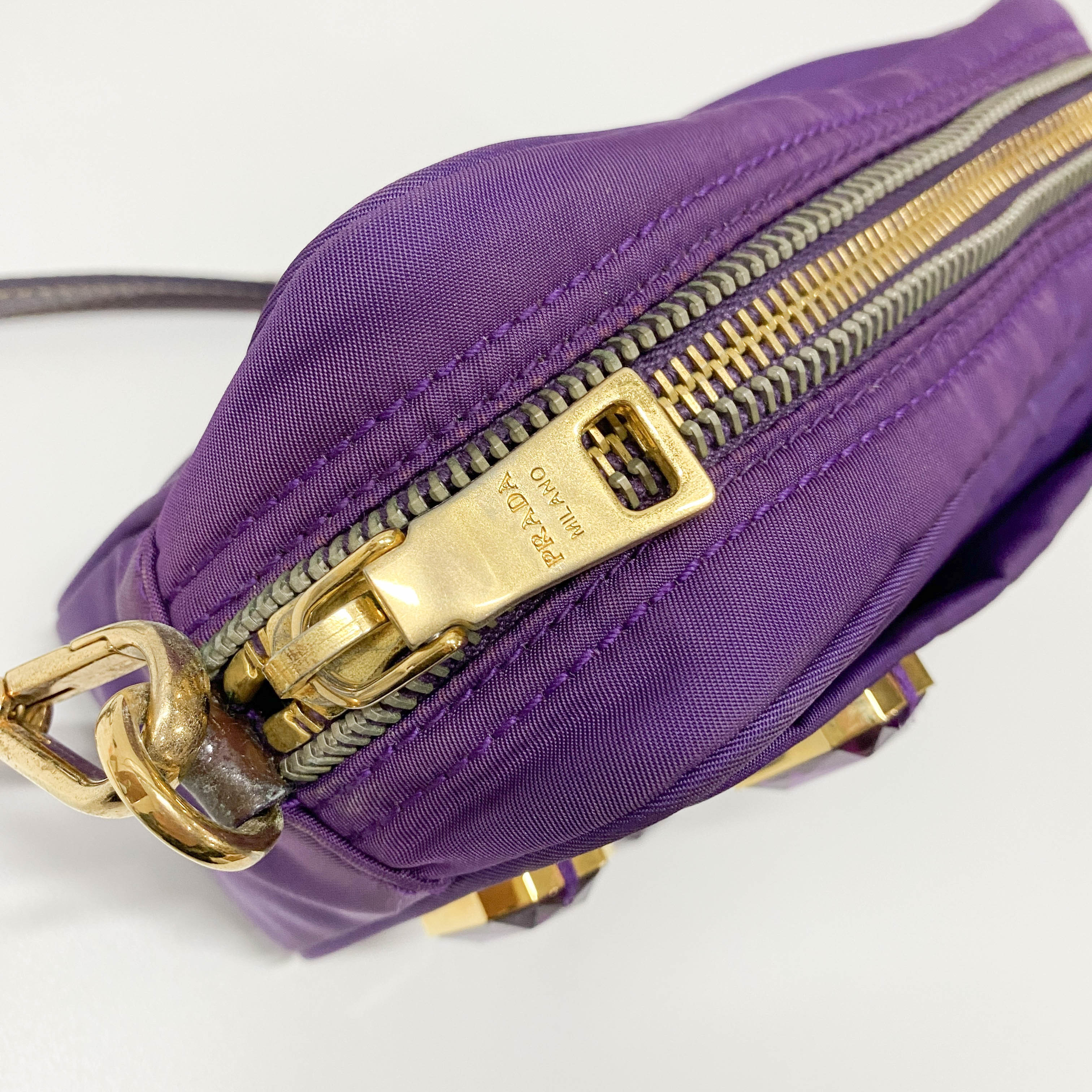 Tessuto Pietre Purple Nylon Crossbody Bag