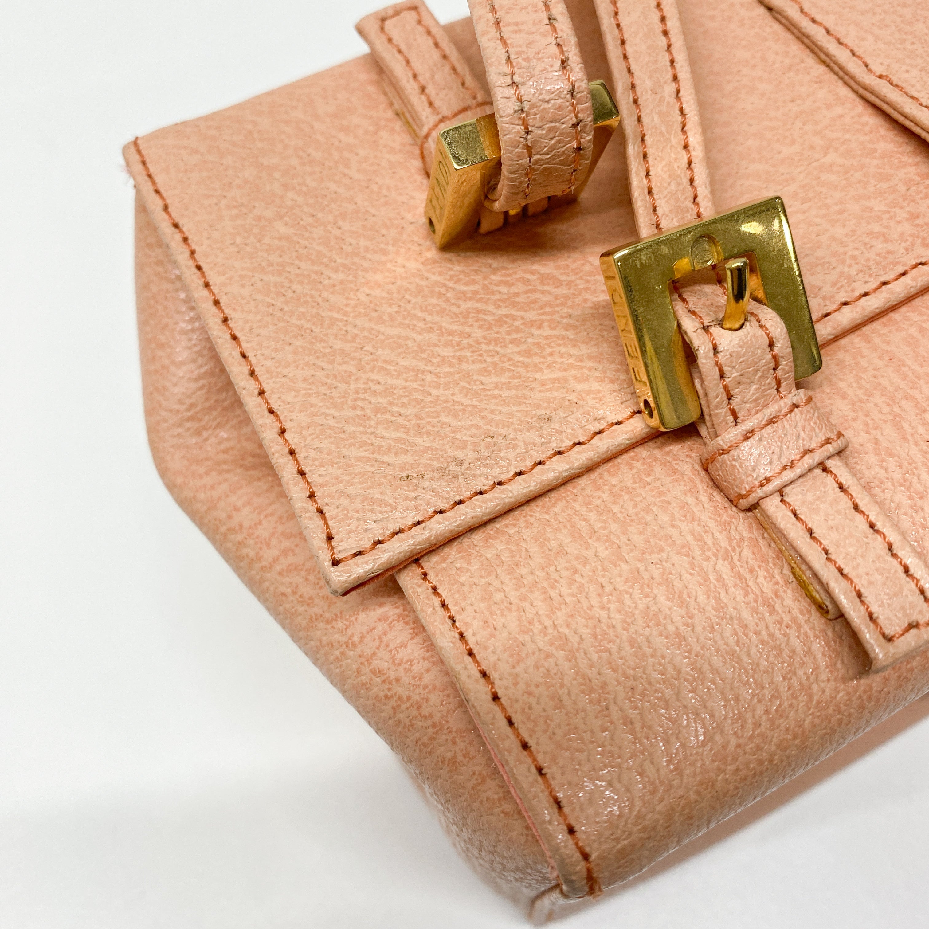 Mamma Baguette Peach Leather Box Bag