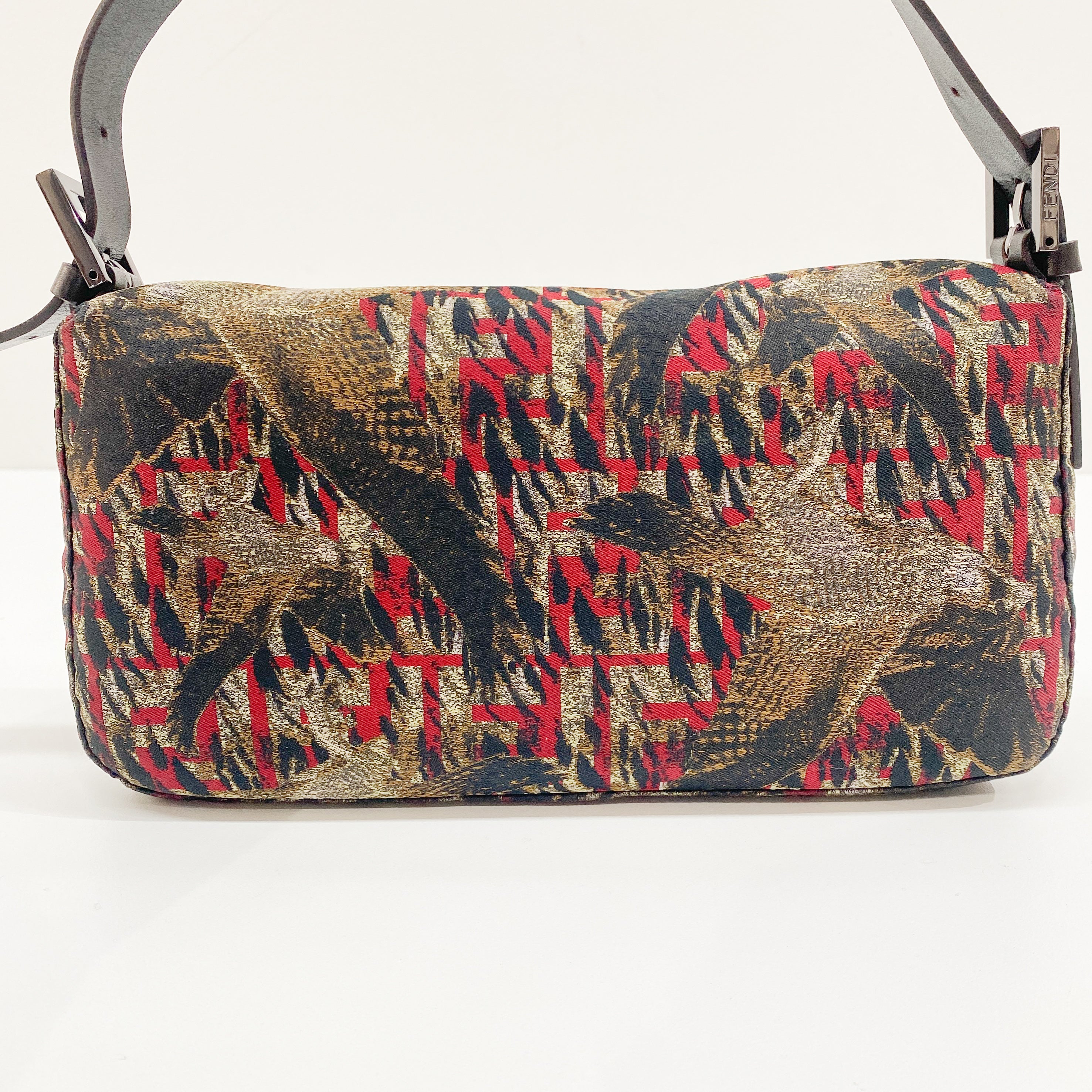 Baguette Multi-color Canvas Shoulder Bag