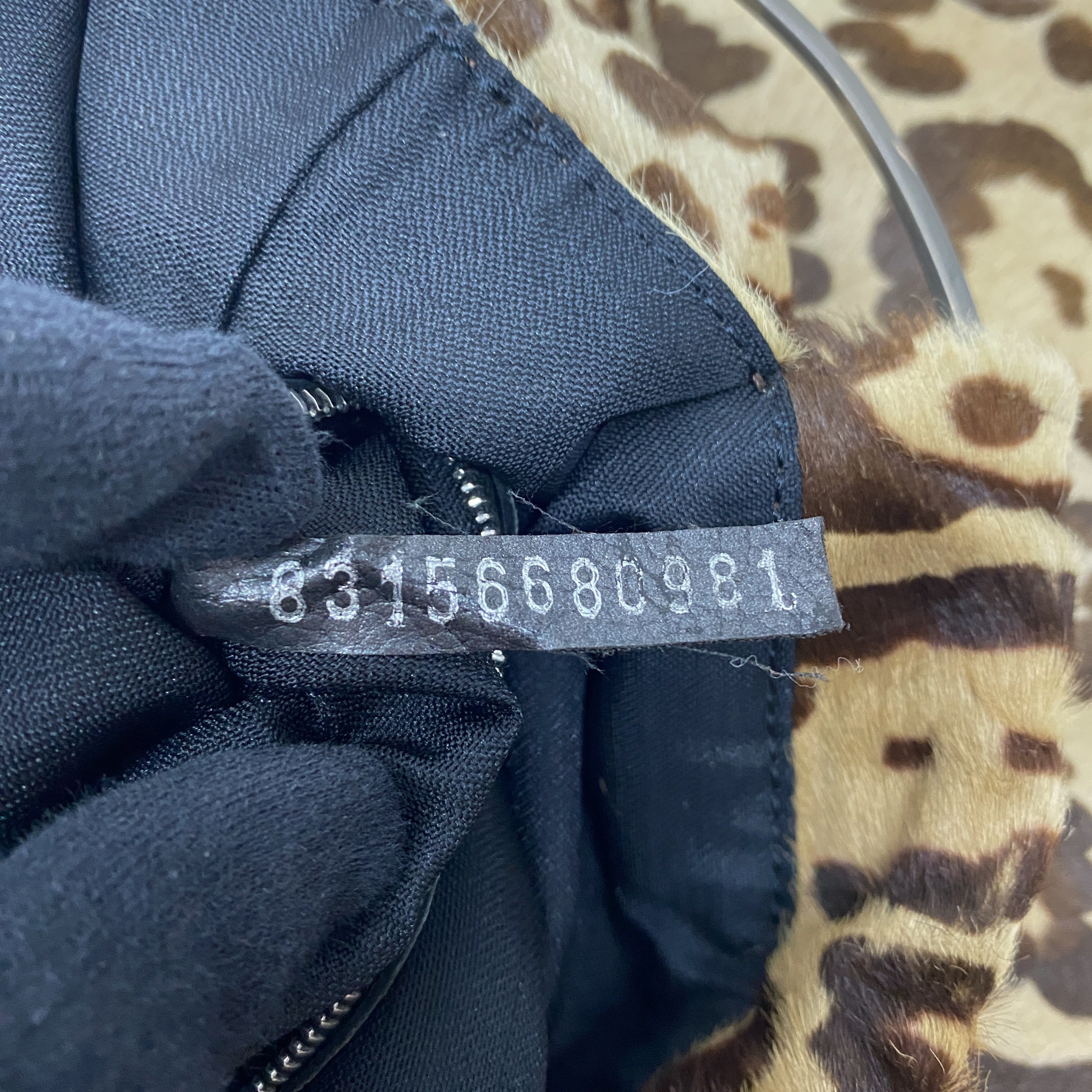 Brown Leopard Print Pony Hair Ring Handle Tote Bag