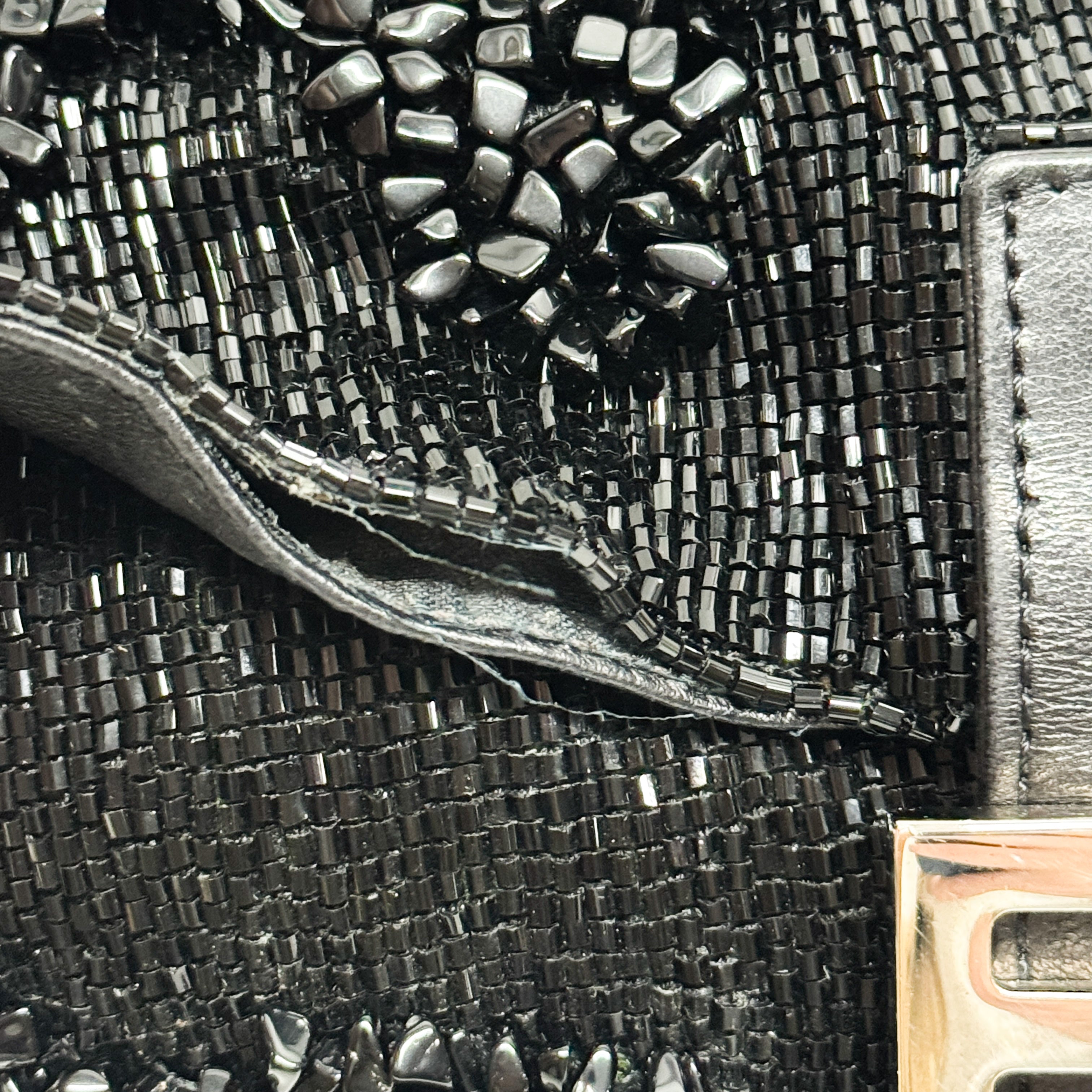 Mamma Baguette Black Beads Shoulder Bag