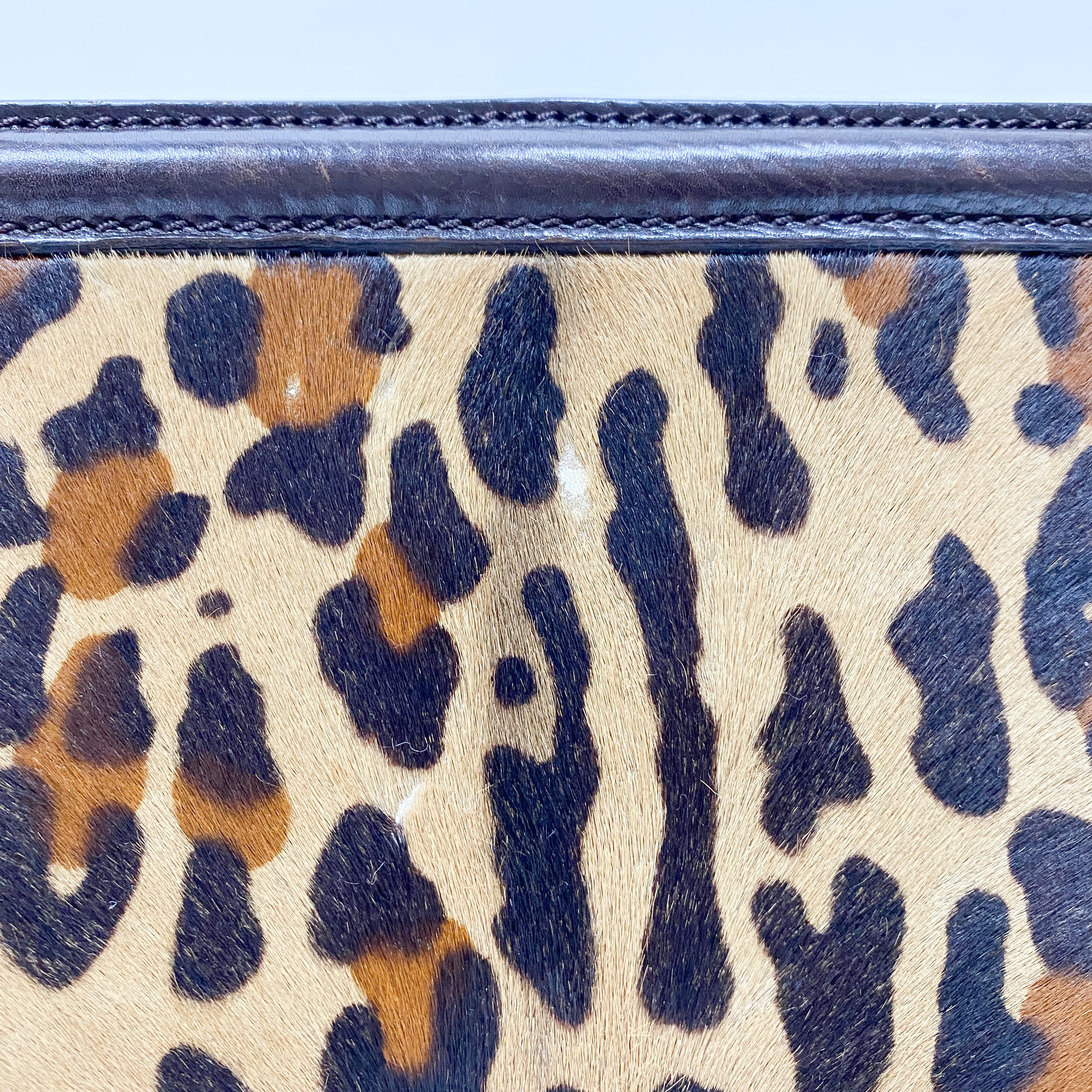 Vintage Brown Leopard Print Pony Hair Two Way Bag