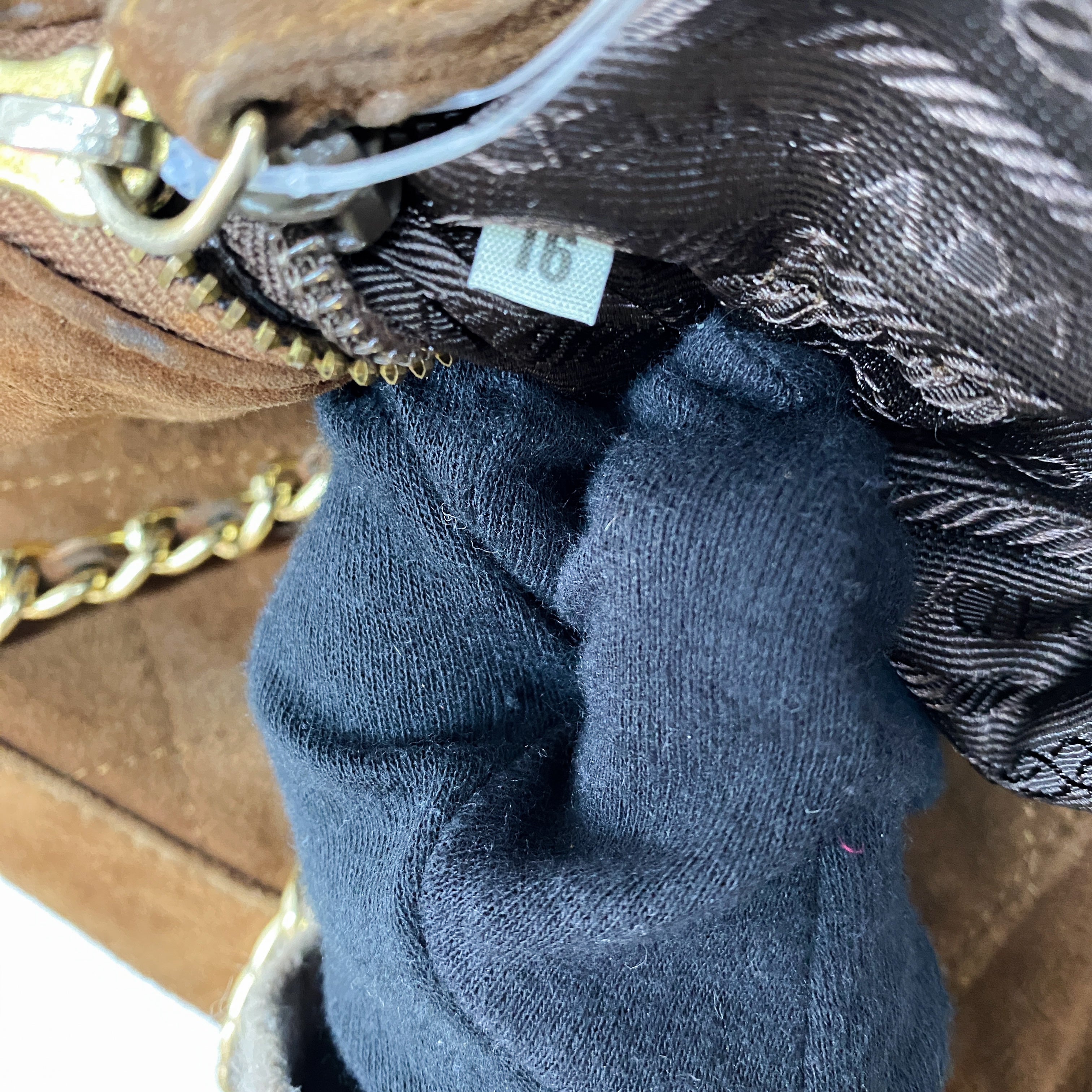 Gold Chain Brown Suede Shoulder Bag