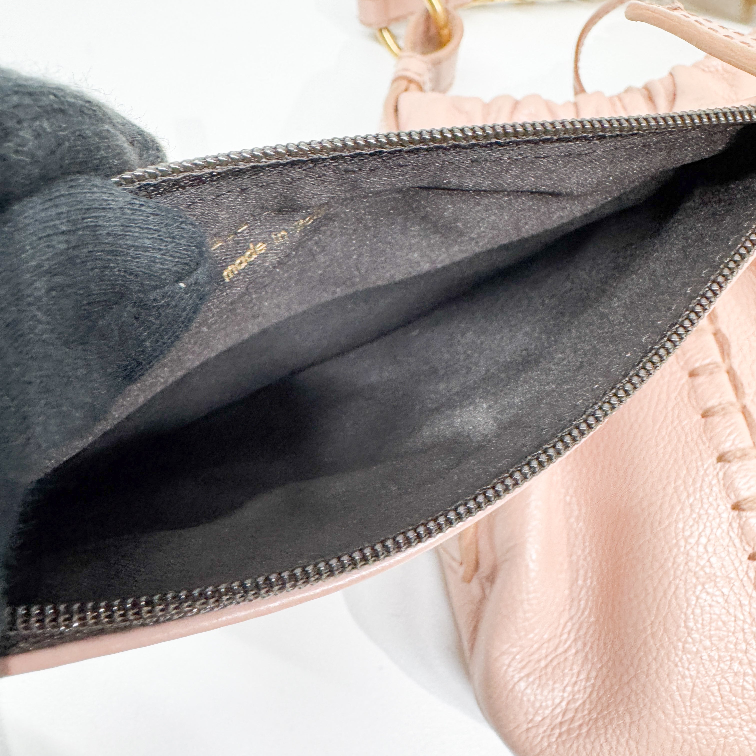 Vintage Pink Leather Shoulder Bag with Baroque Metal Handle