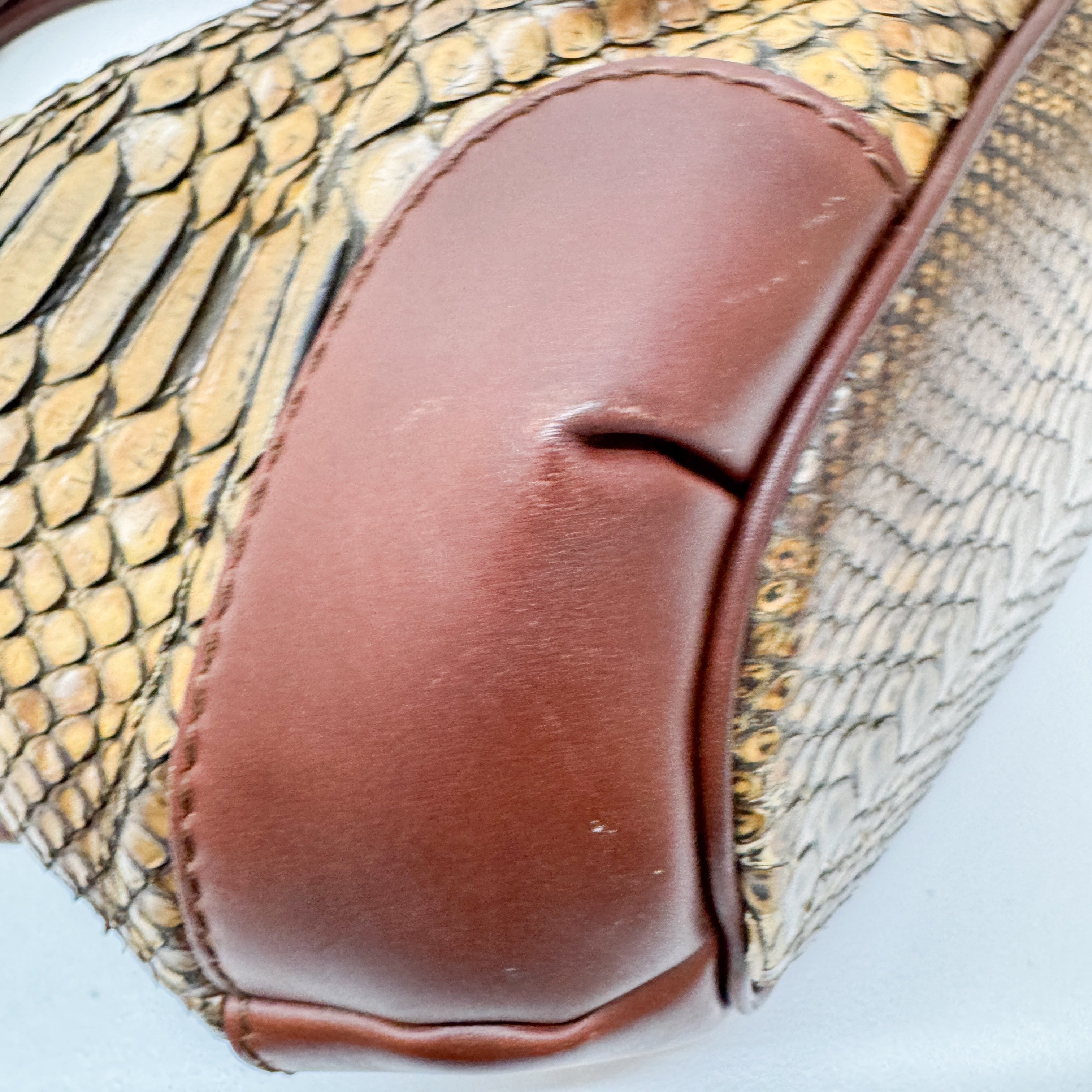 Sukey Brown Embossed Python Two-Way Bag