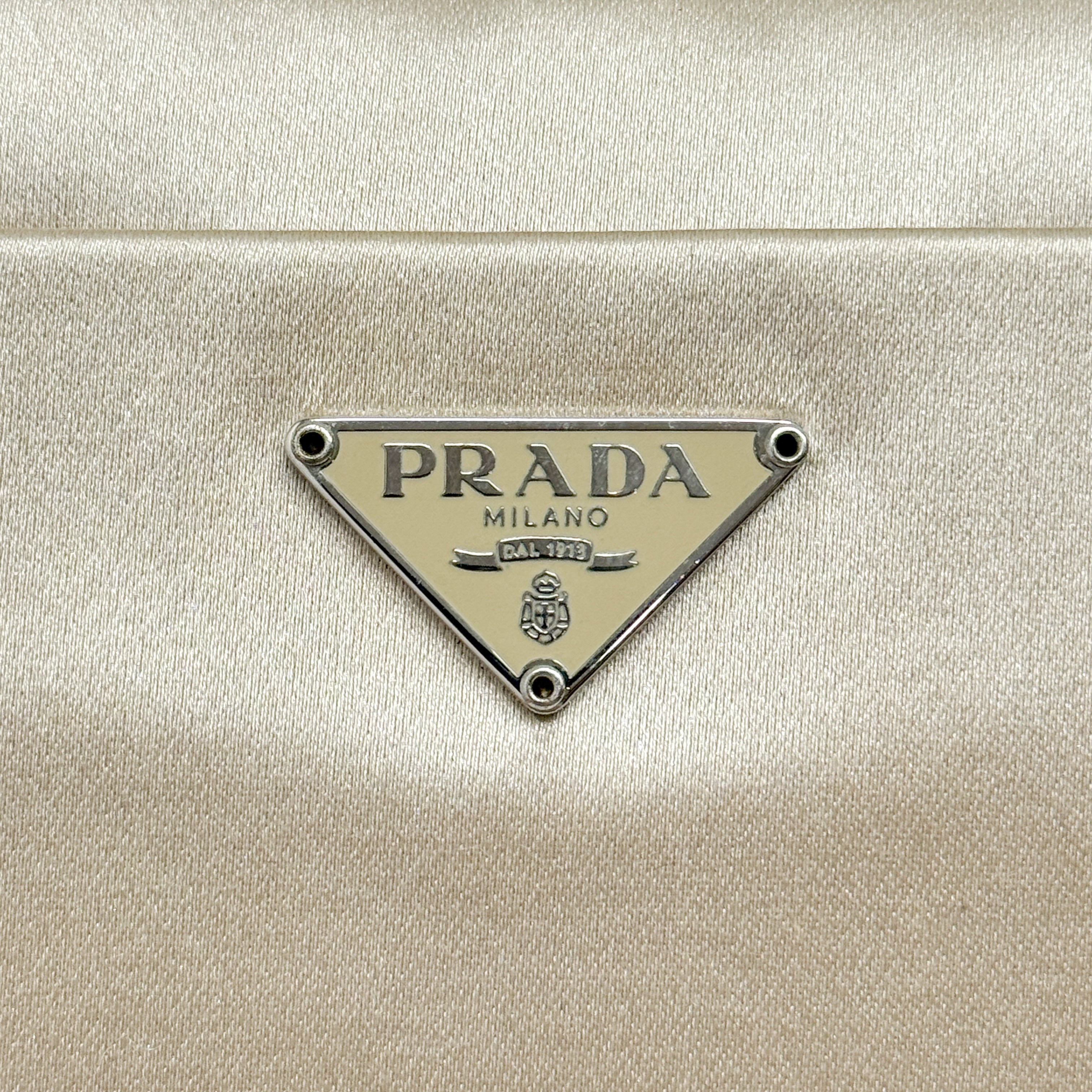 Beige Silk Satin Shoulder Bag