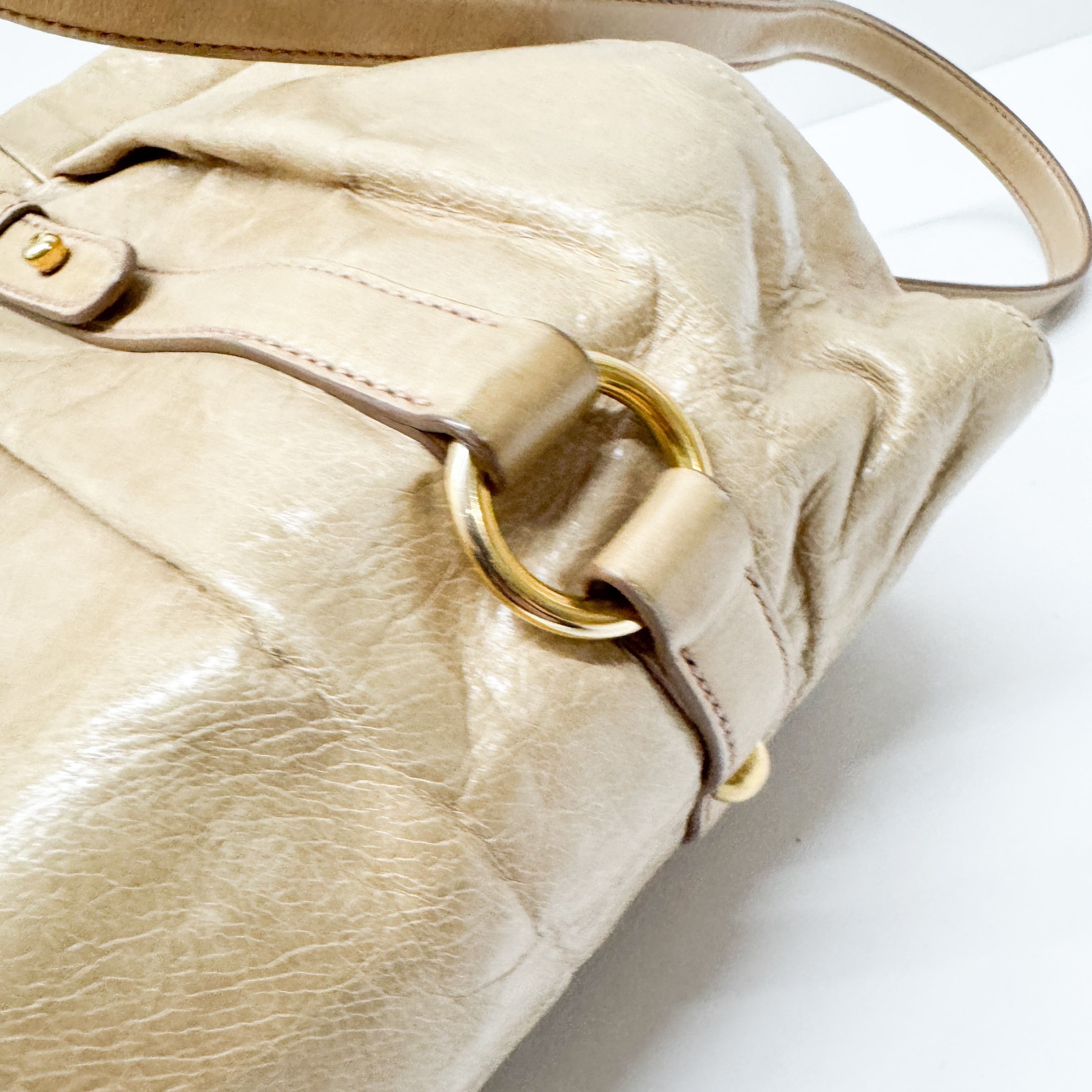 Vitello Beige Leather Hand Bag