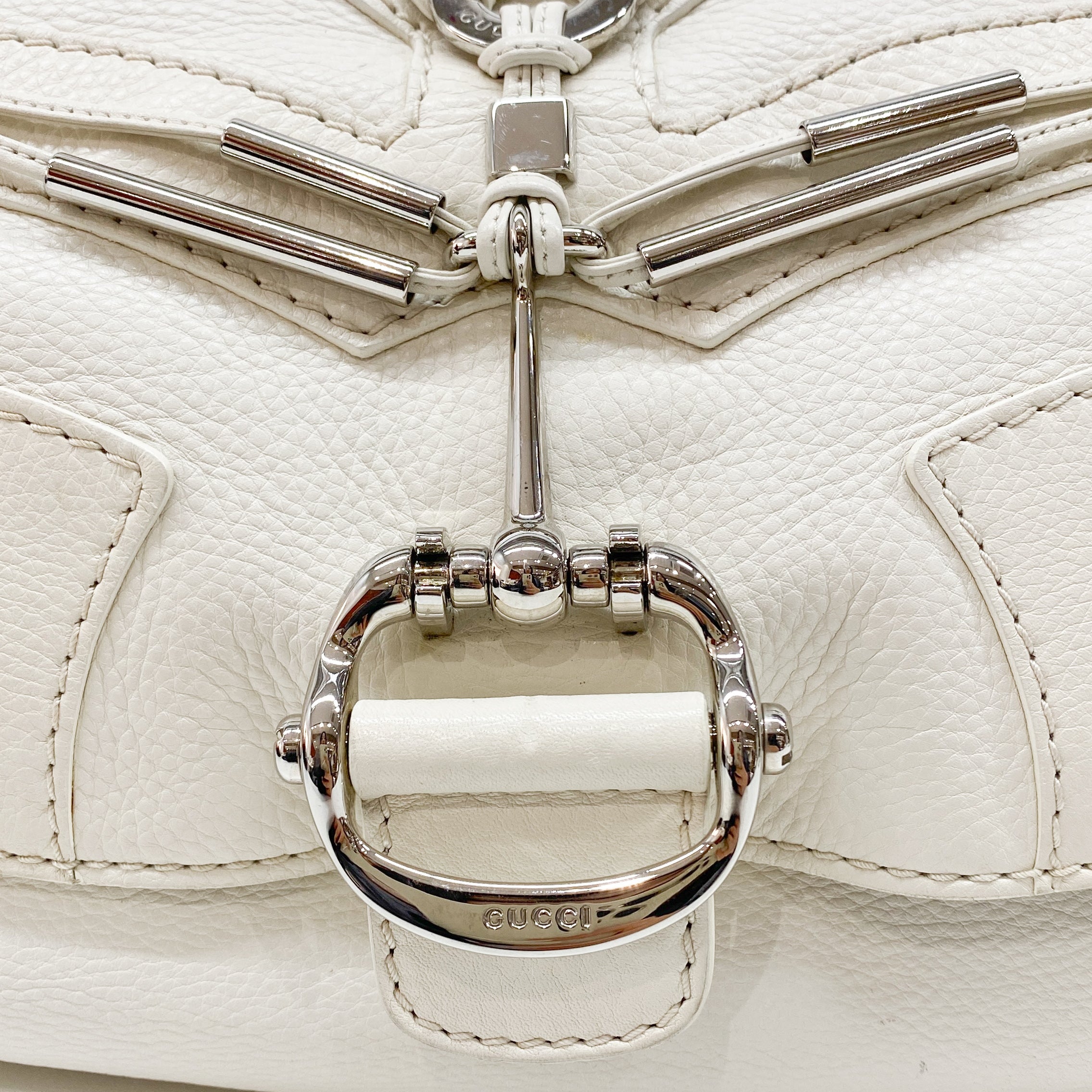 Vintage White Leather Shoulder Bag