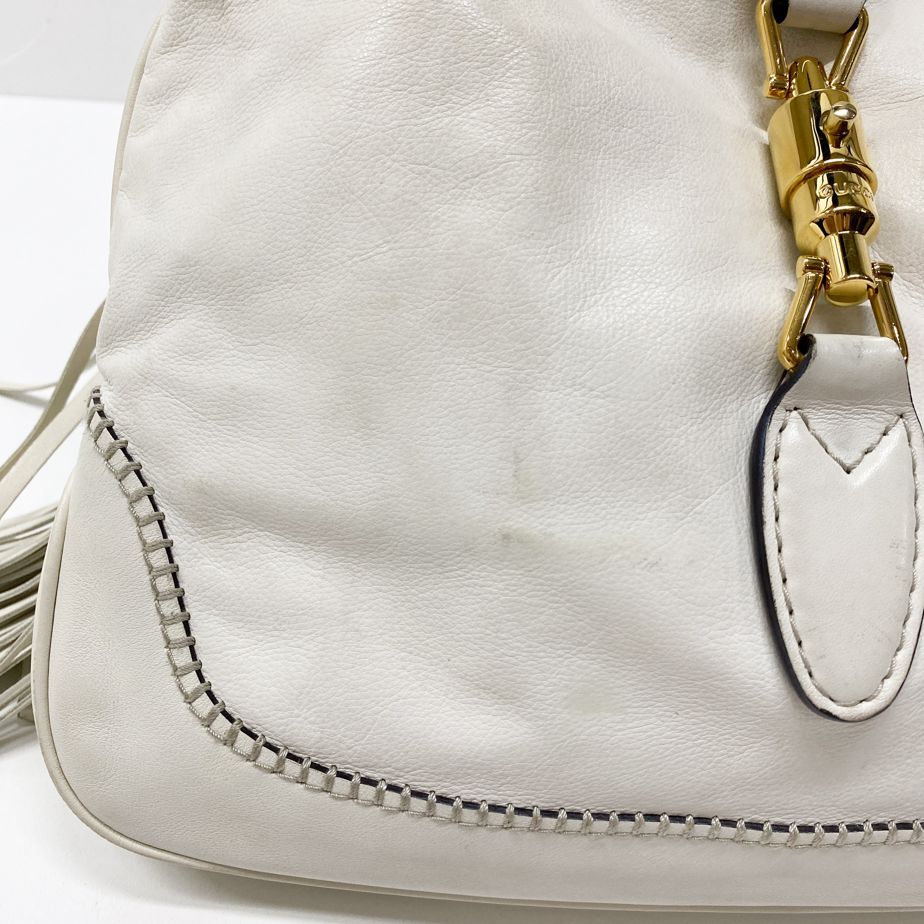 Jackie White Leather Shoulder Bag