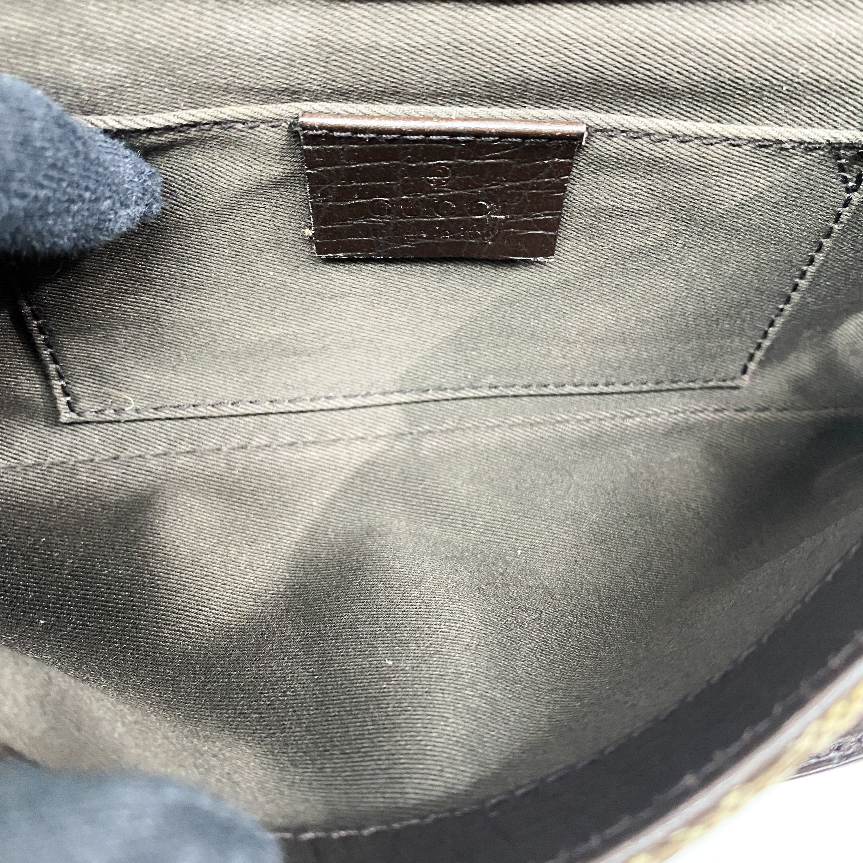 Horsebit Brown Canvas Shoulder Bag