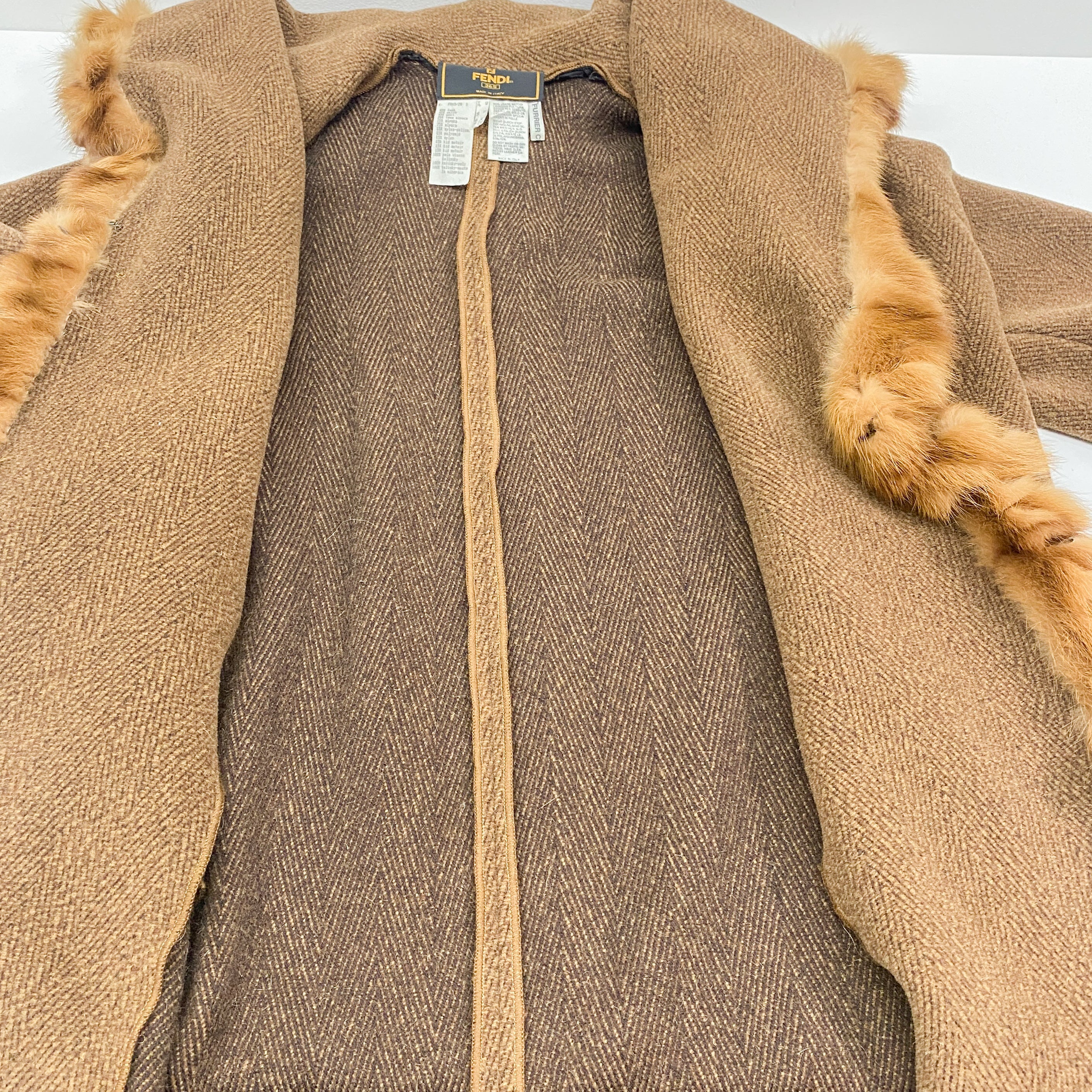 Size 38 EU Brown Fur and Wool Coat