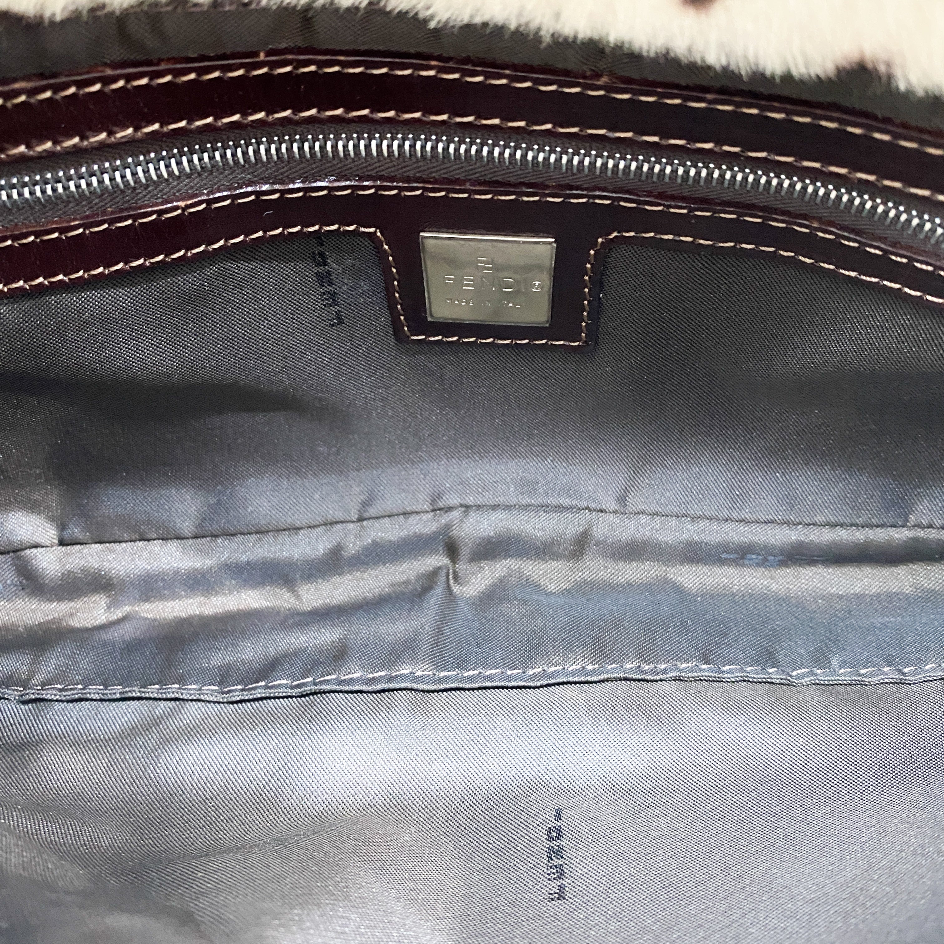 Baguette Brown Cow Print Pony Hair Shoulder Bag