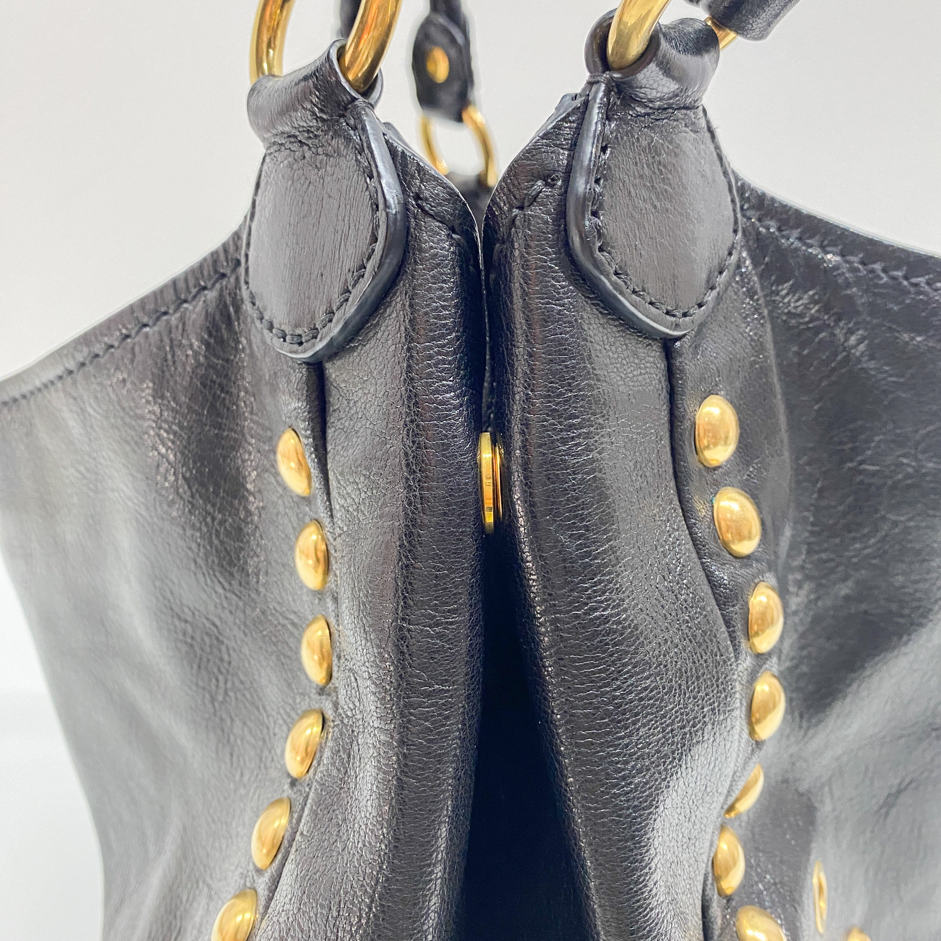 Vintage Black Gold Studded Leather Bag