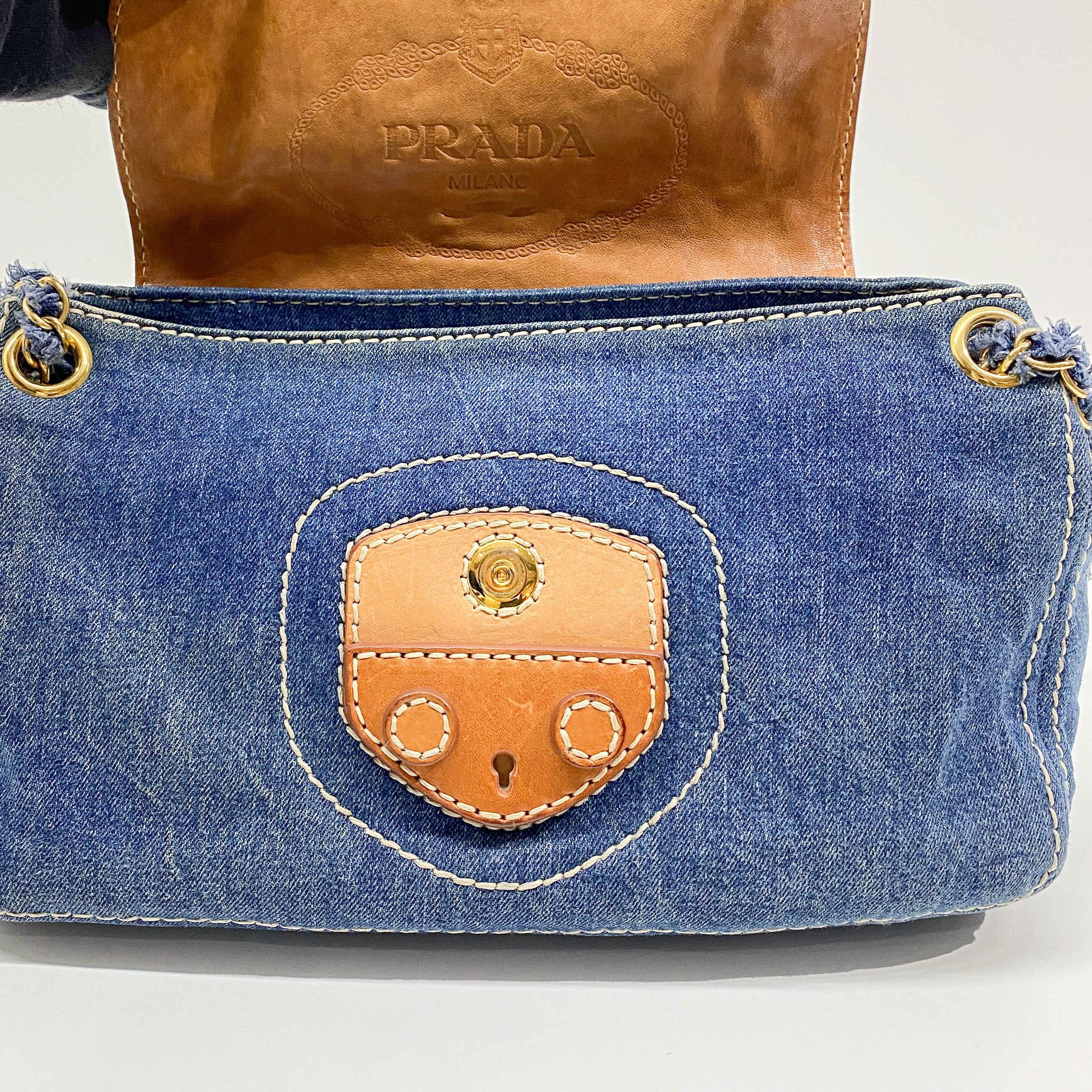 Vintage Blue Denim Shoulder Bag
