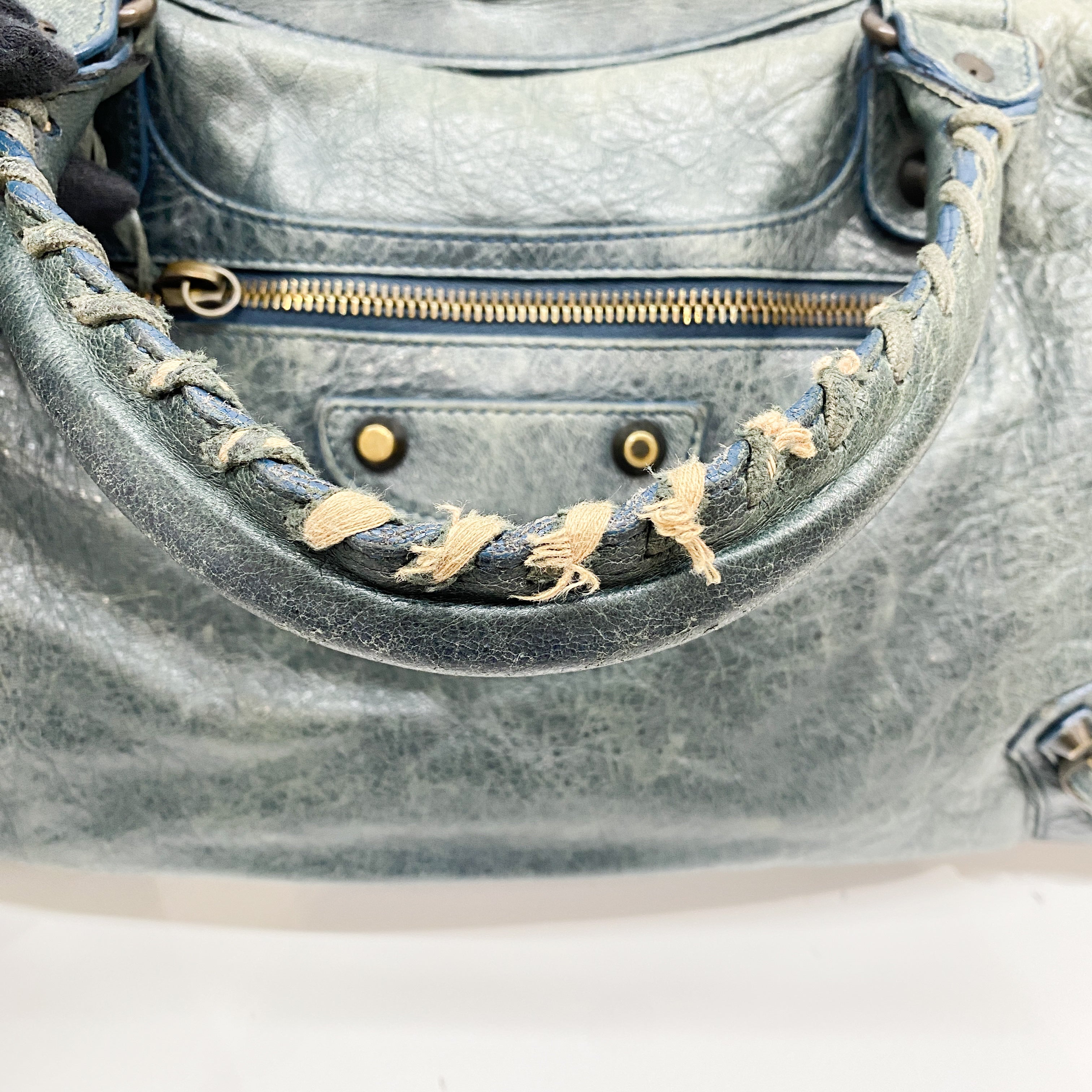 The City Green Calfskin Leather Two Way Bag