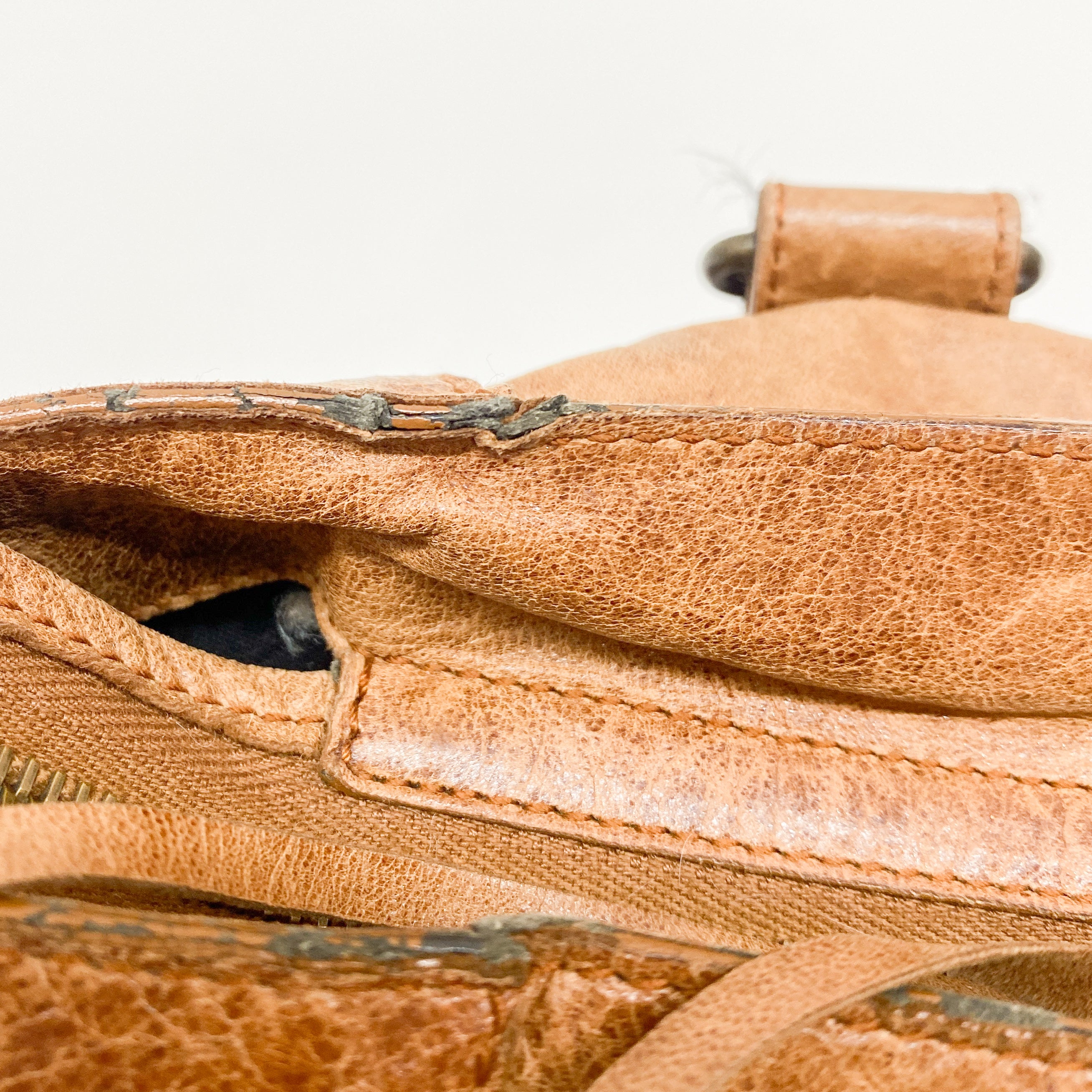 The City Brown Calfskin Leather Two Way Bag