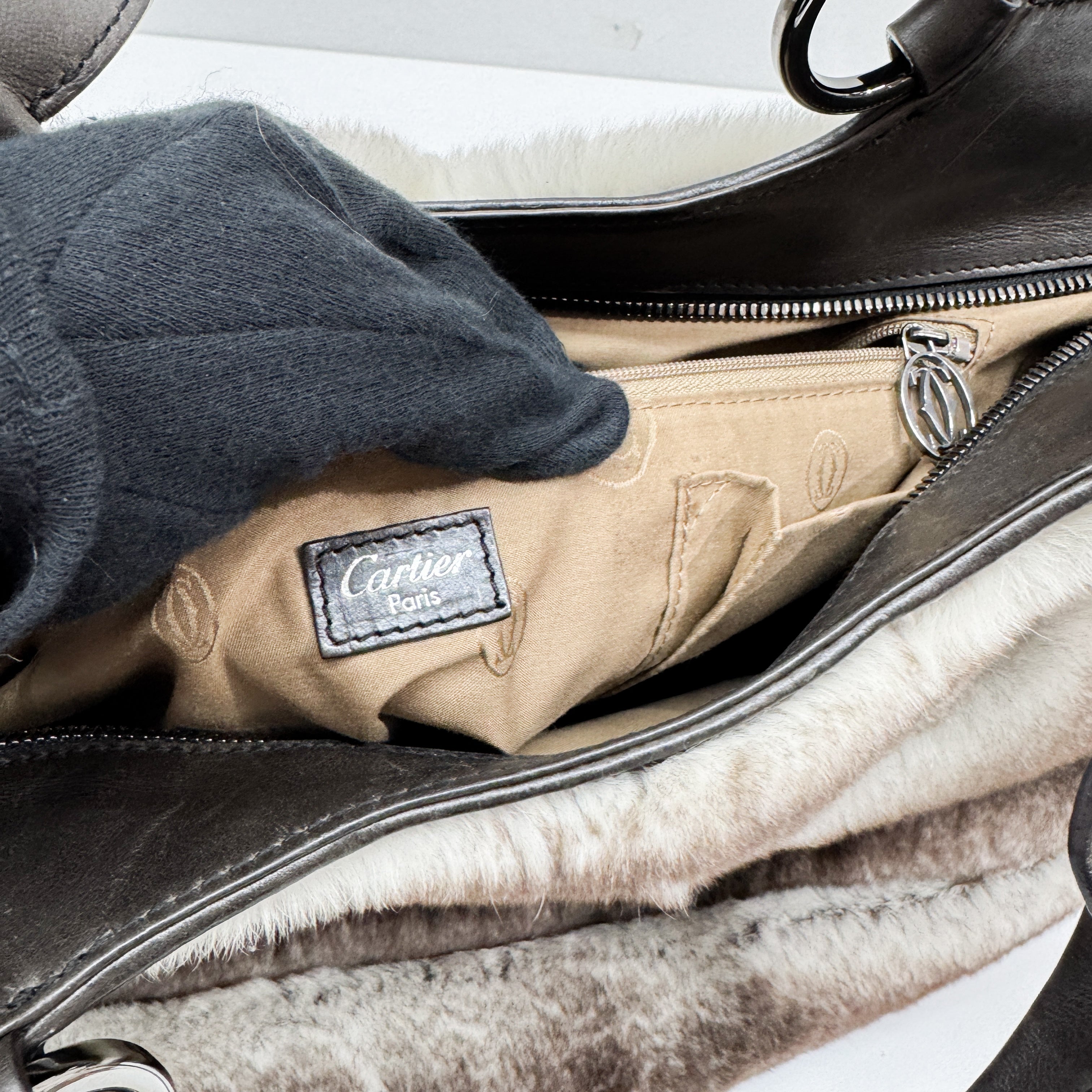 Brown & White Rabbit Fur Shoulder Bag