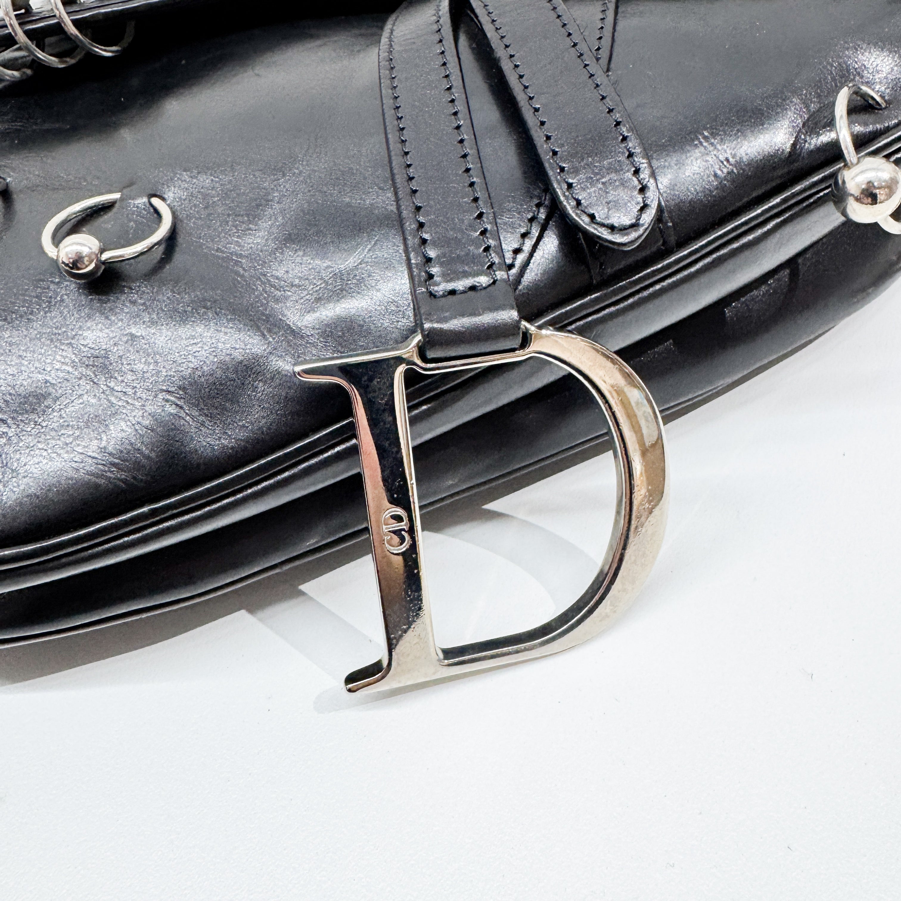 Hardcore Piercing Black Leather Shoulder Bag