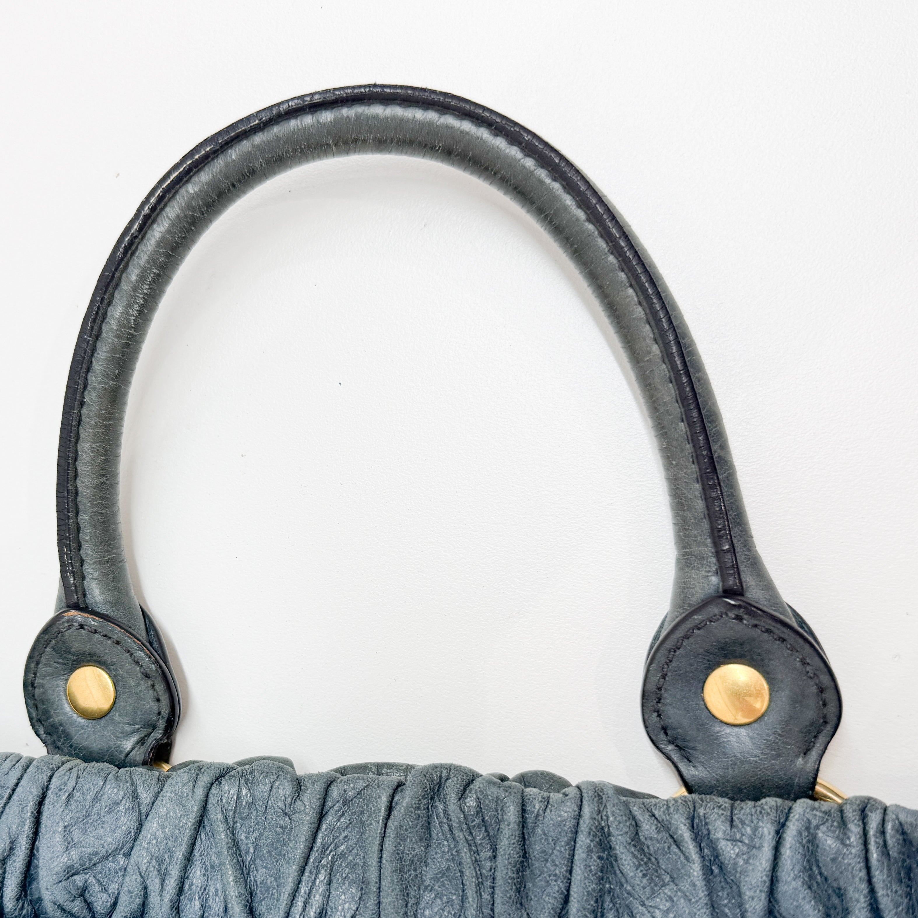 Vitello Blue Calfskin Leather Two Way Bag