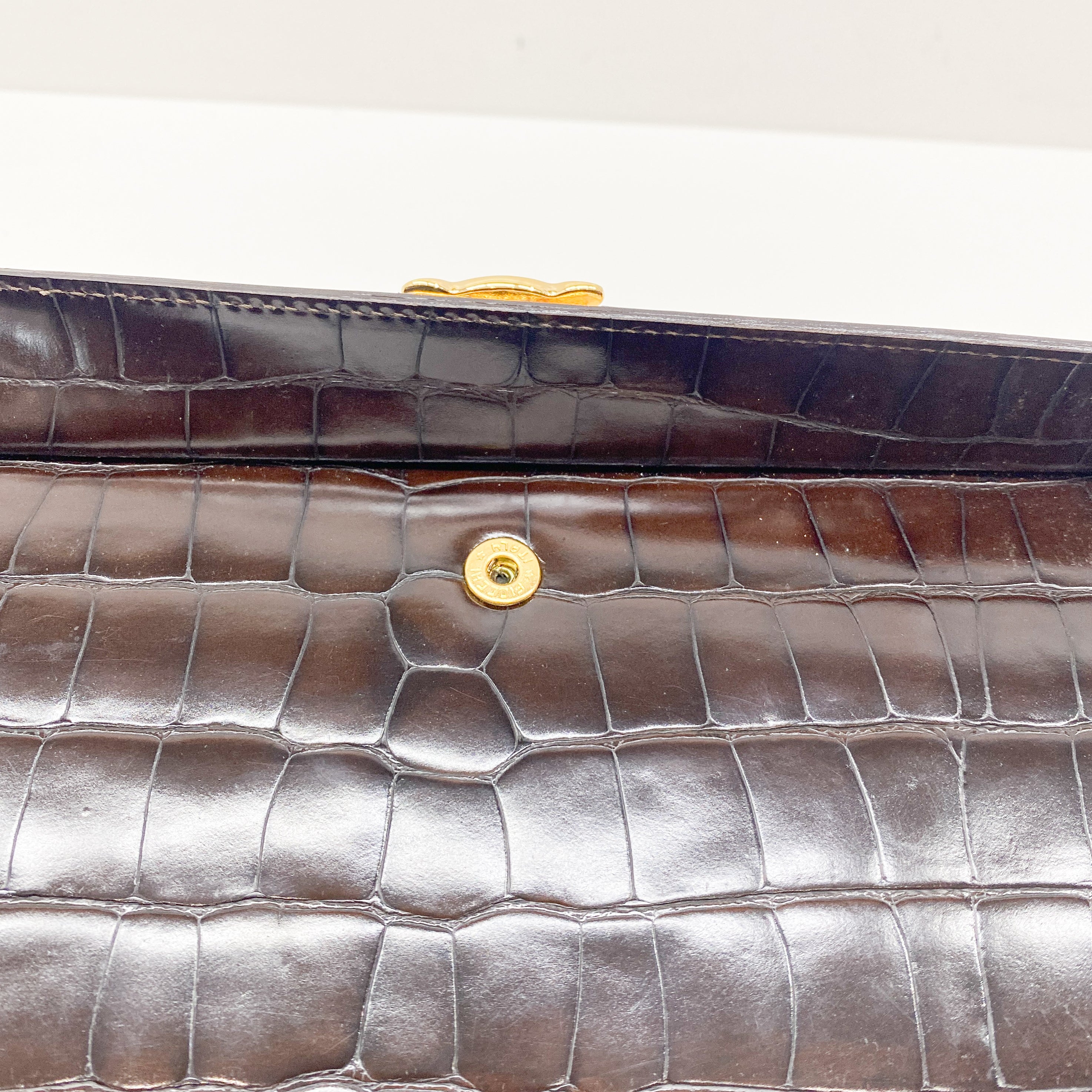 Macadam Brown Croc Chain Shoulder Bag