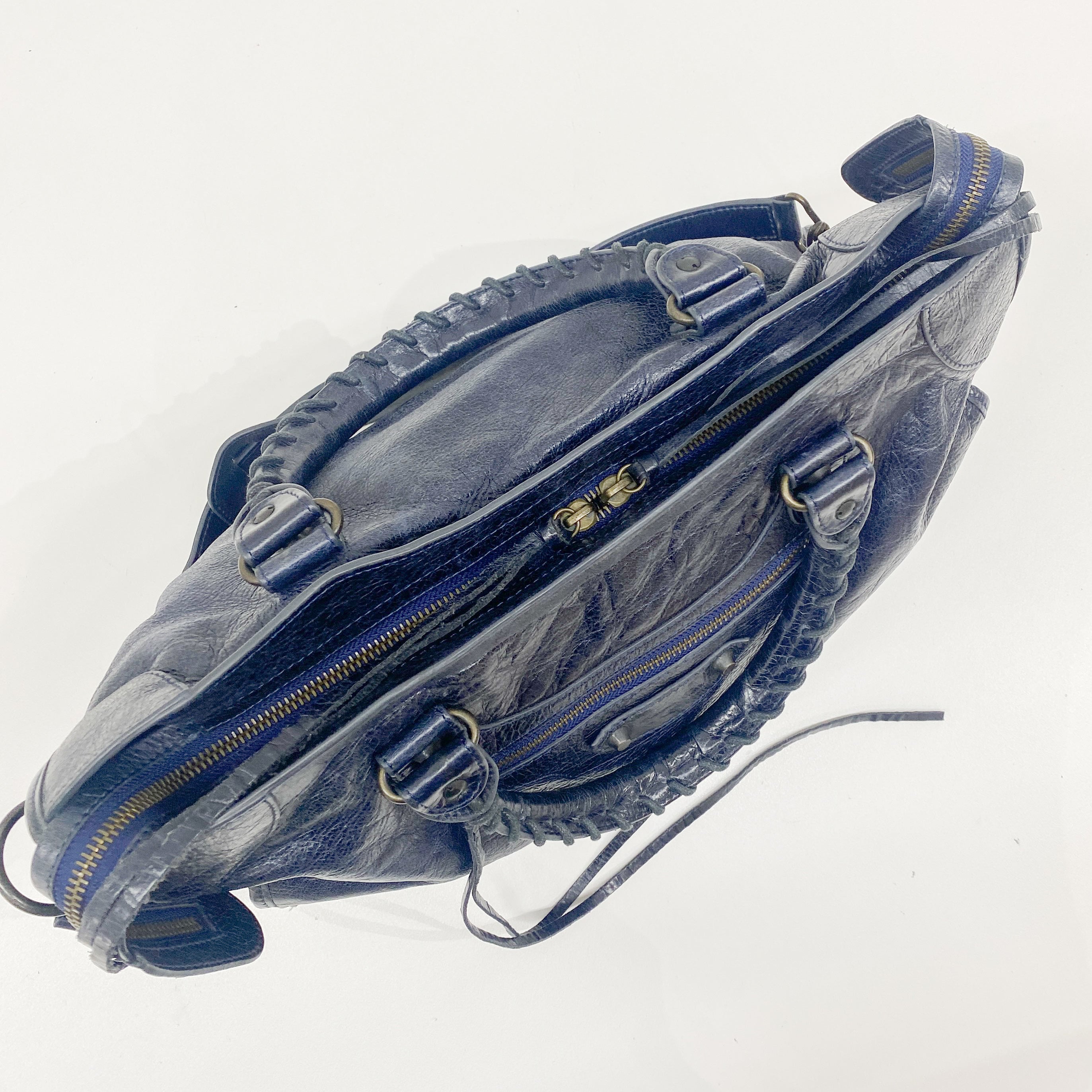 The City Navy Leather Bag