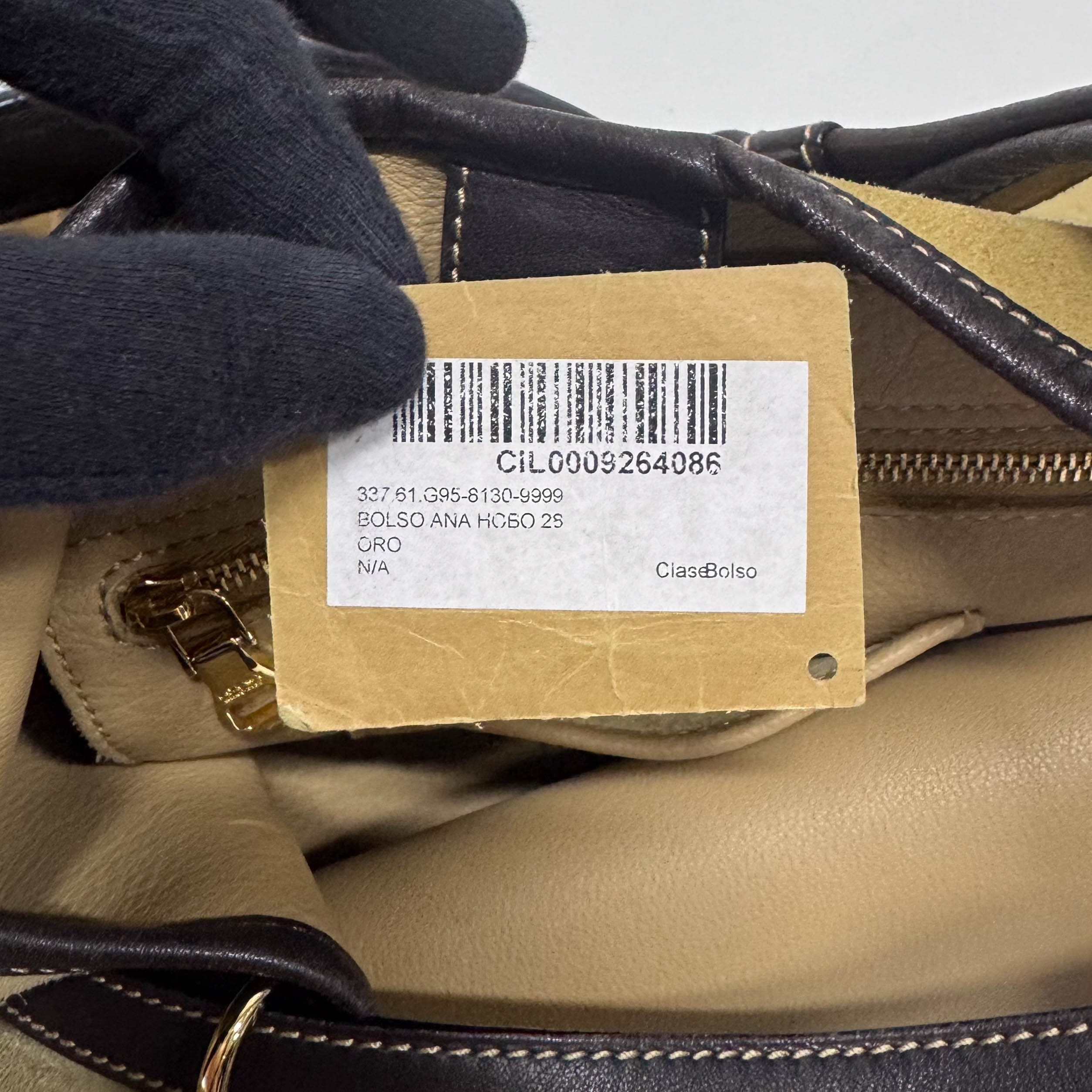 Anagram Beige Suede Shoulder Bag