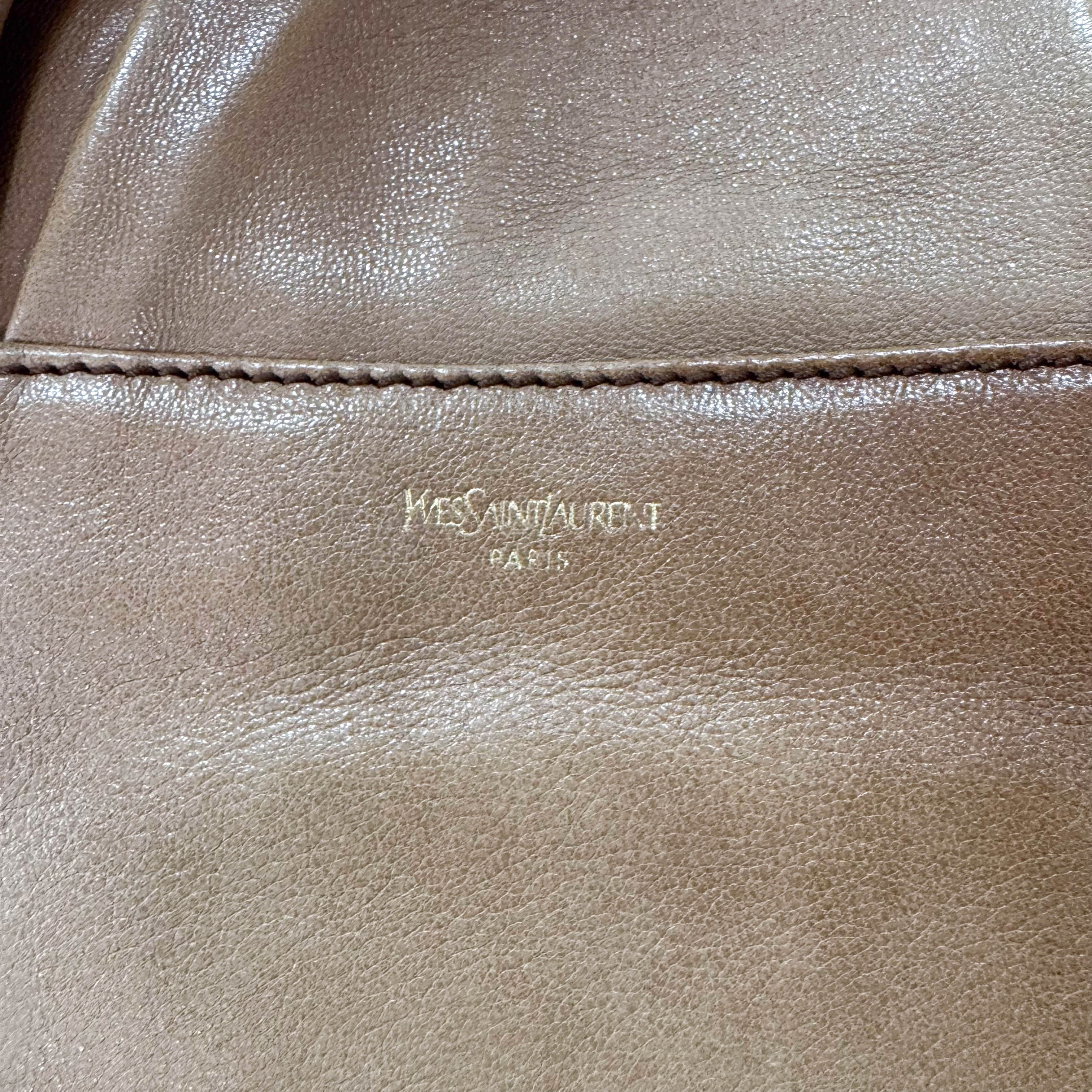 Ribbon Brown Leather Shoulder Bag