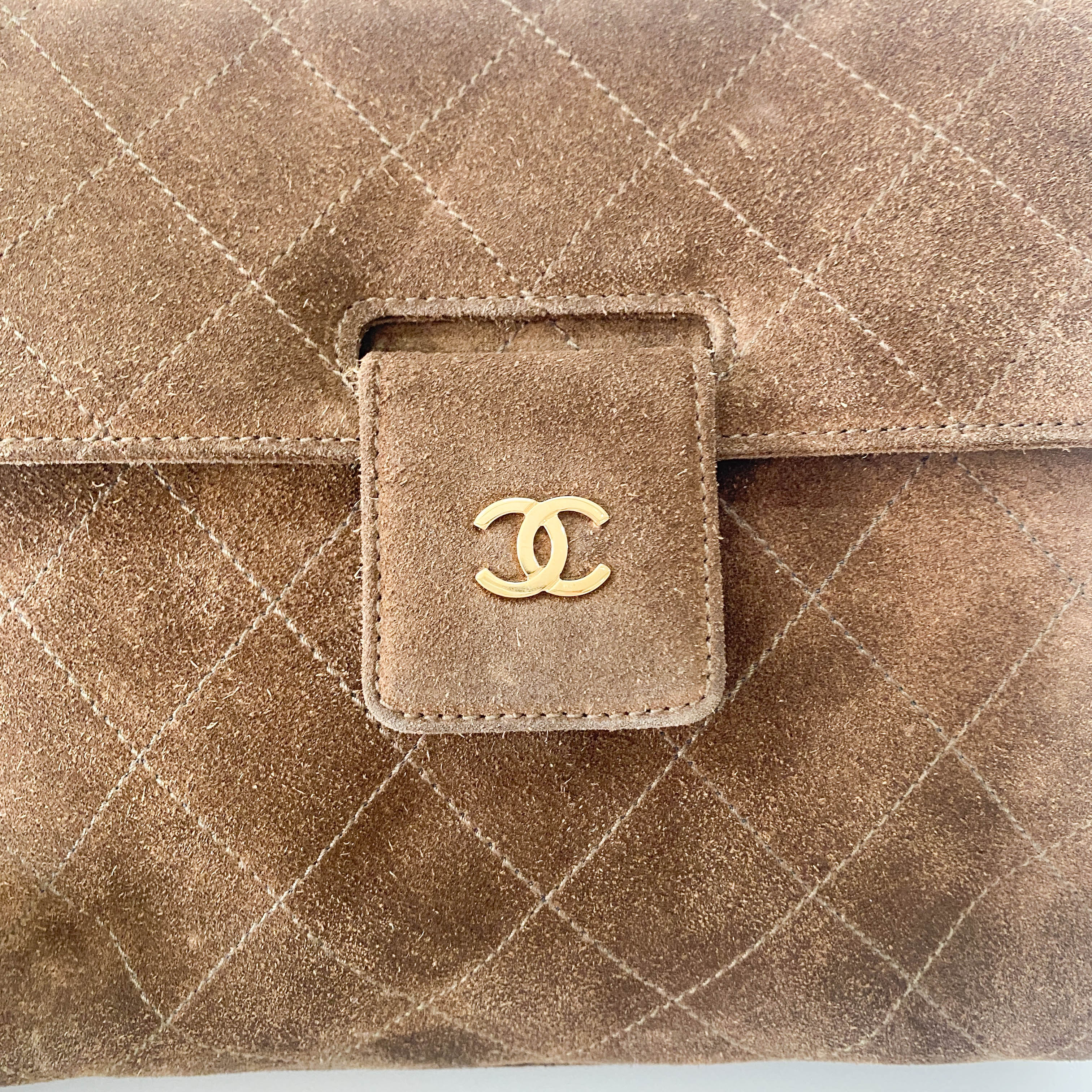 Matelasse Brown Suede One Shoulder Bag