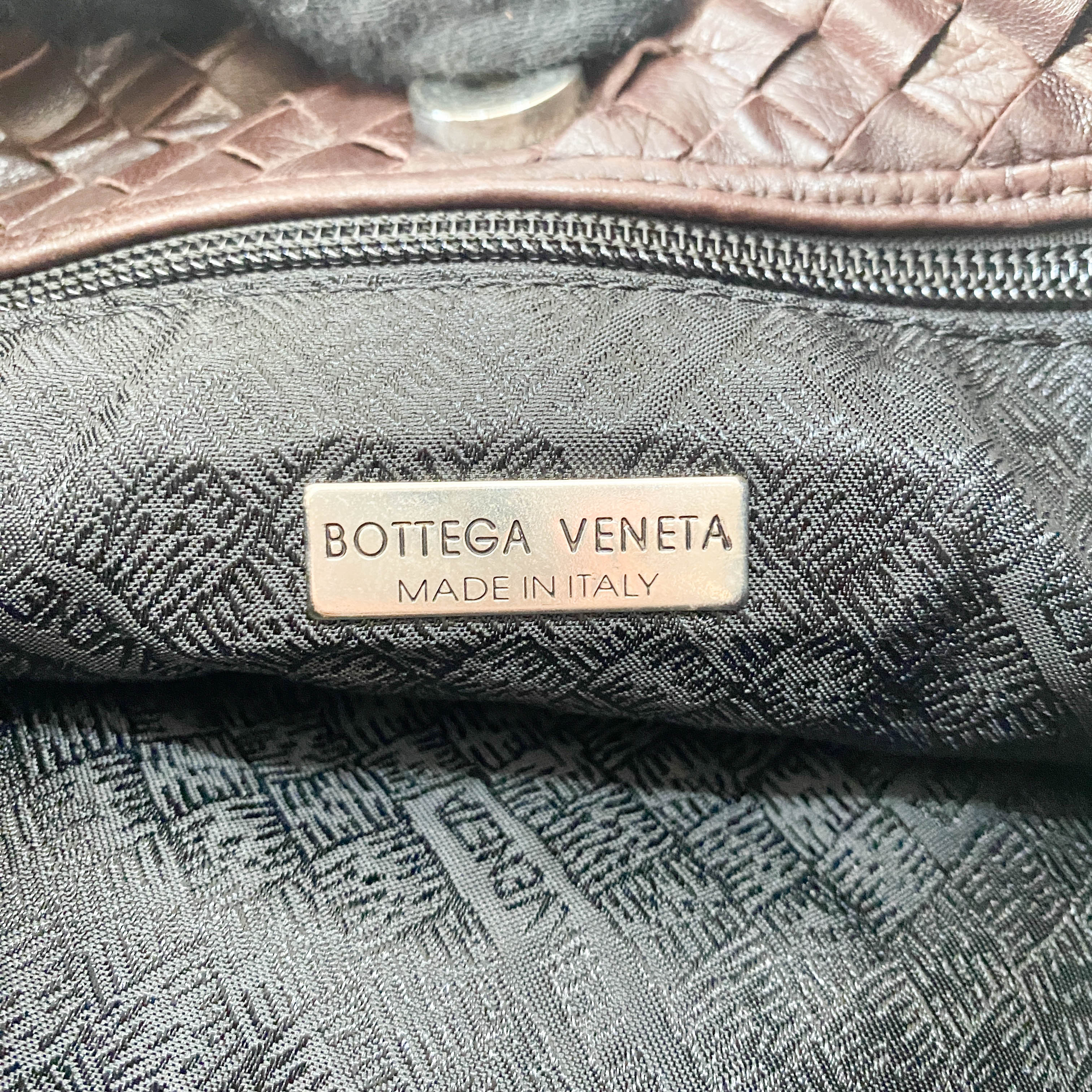 Intrecciato Brown Leather Shoulder Bag