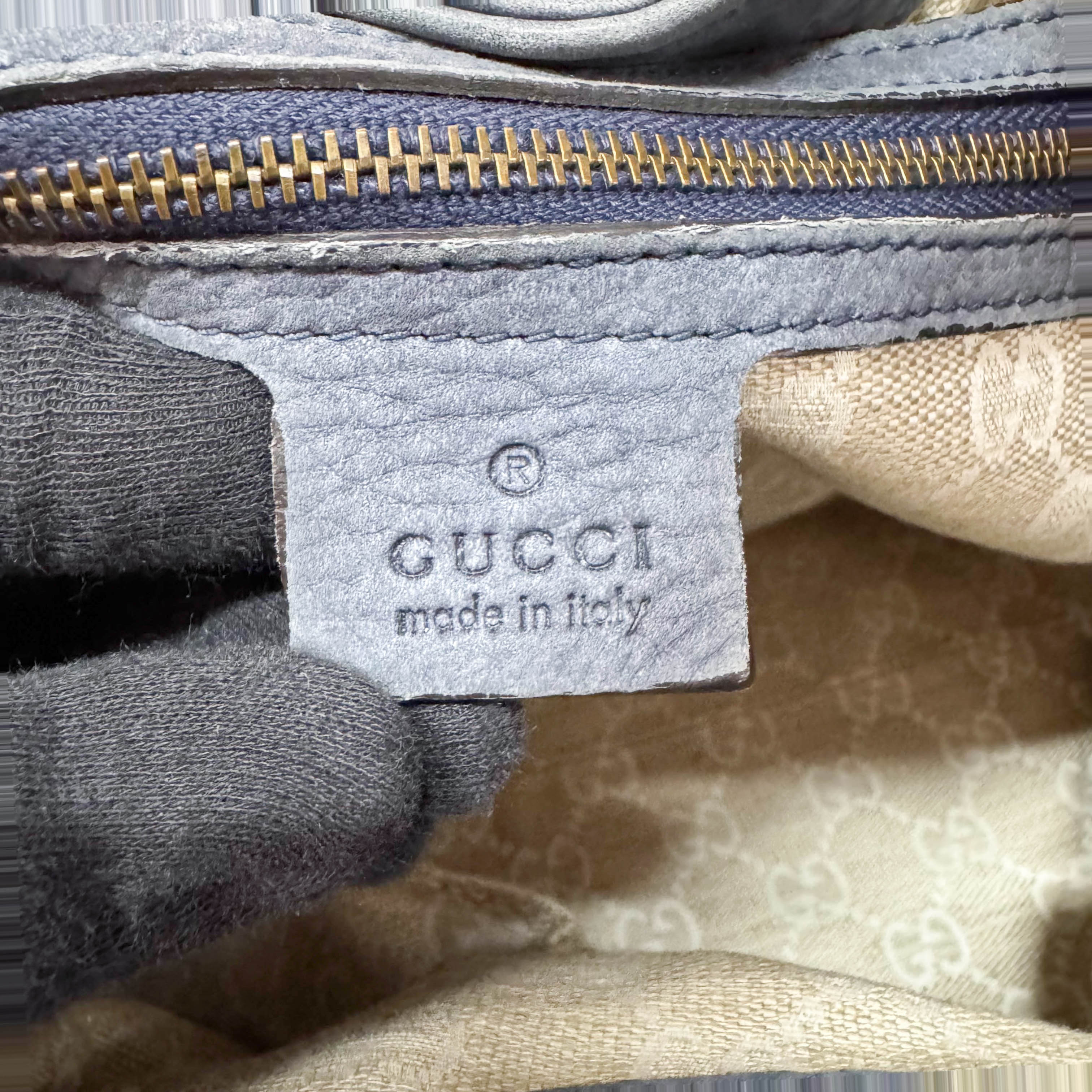 Stirrup Blue Leather Shoulder Bag