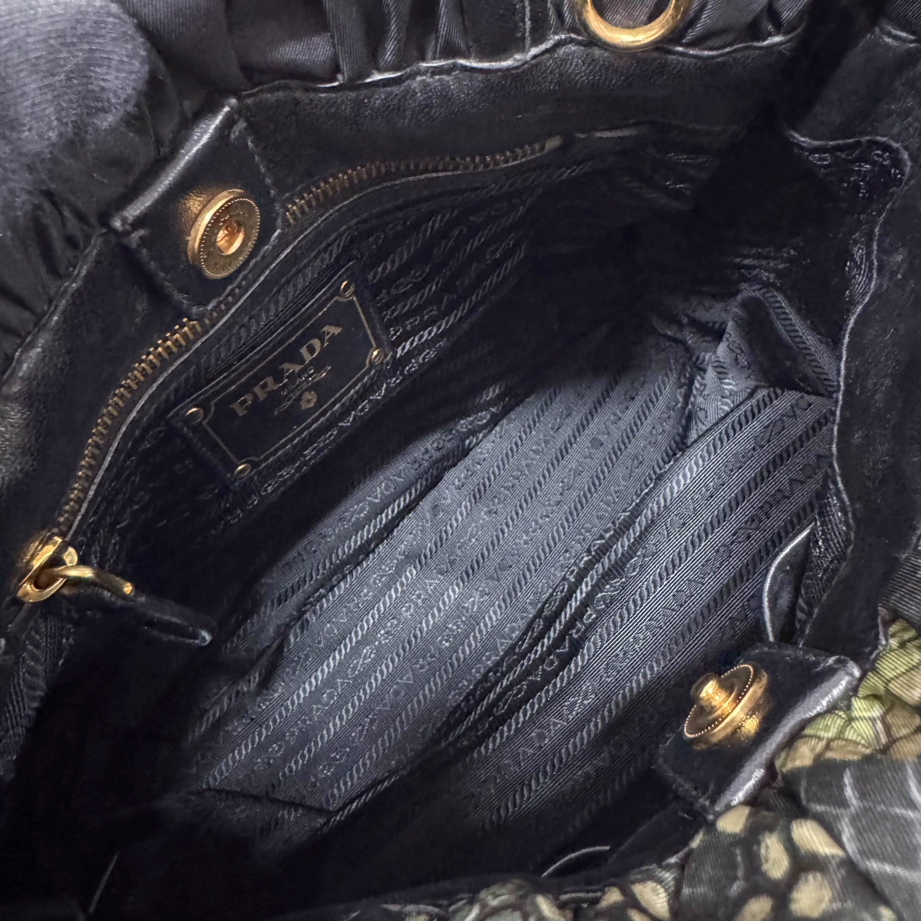 Green Snakeprint Nylon Shoulder Bag