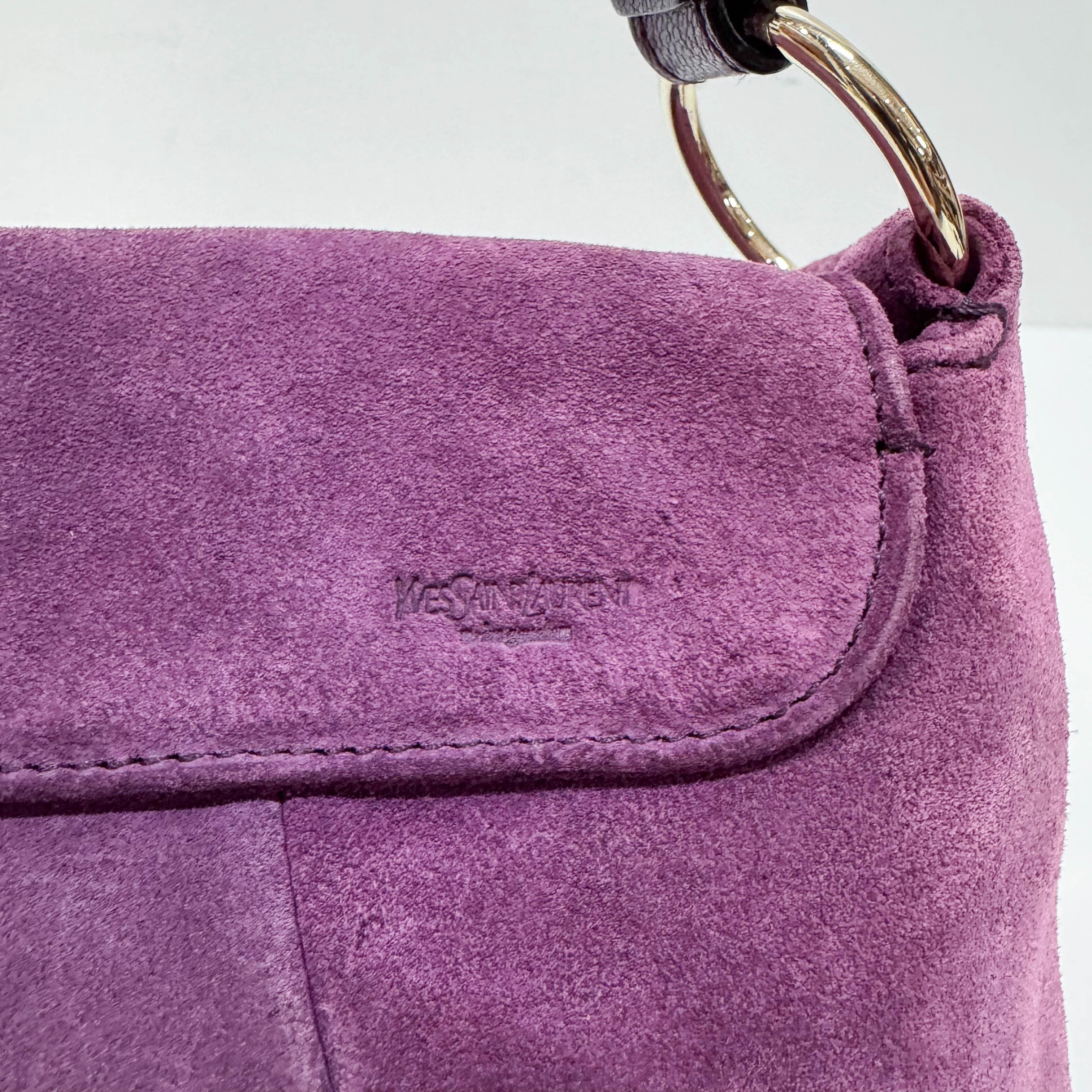 Purple Suede Chain Strap Shoulder Bag
