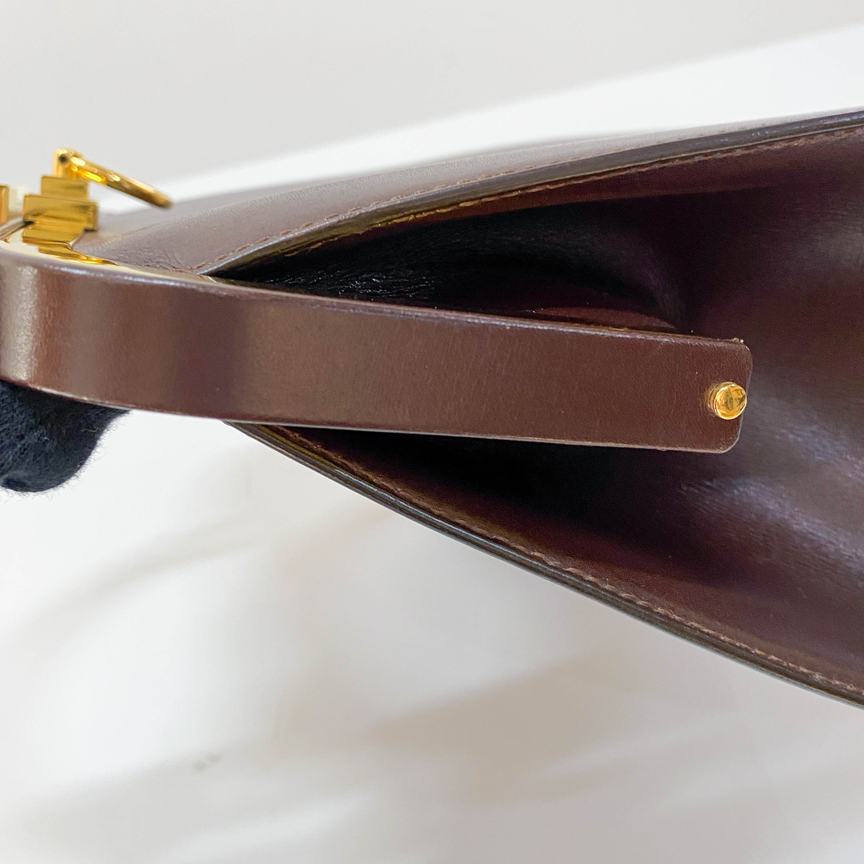 Brown Leather Top Handle Two Way Bag