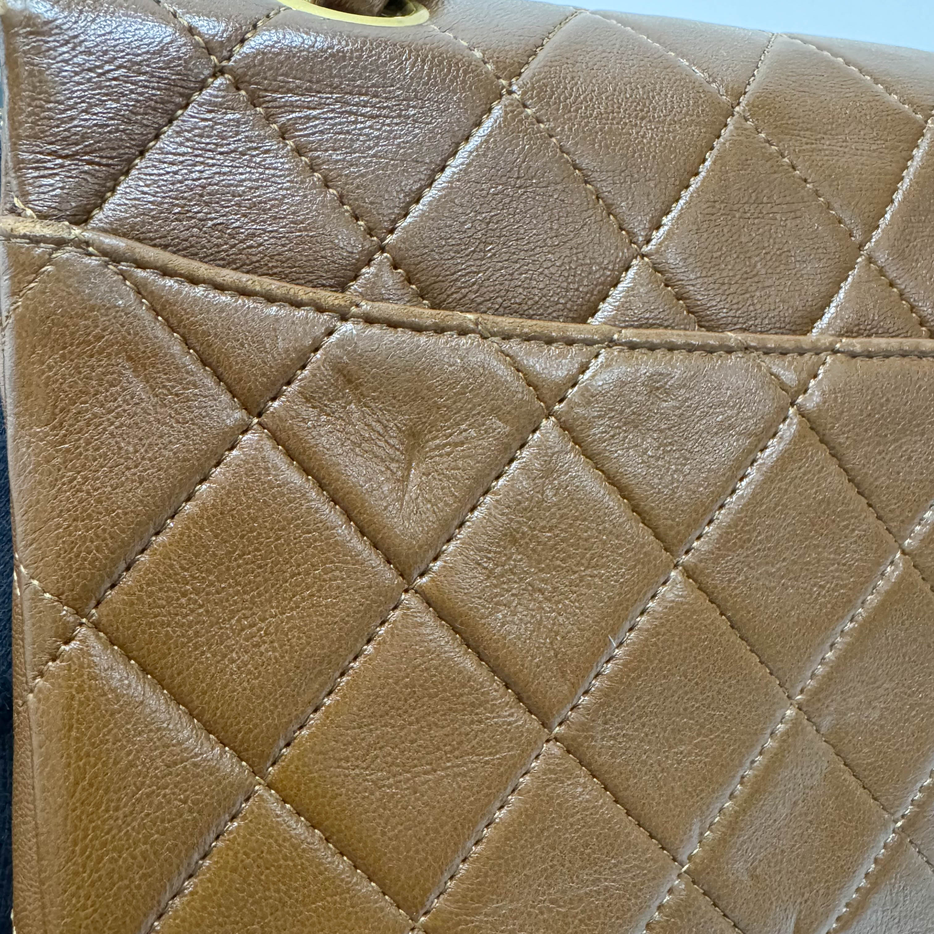 Timeless Classic Matelassé Brown Leather Shoulder Bag