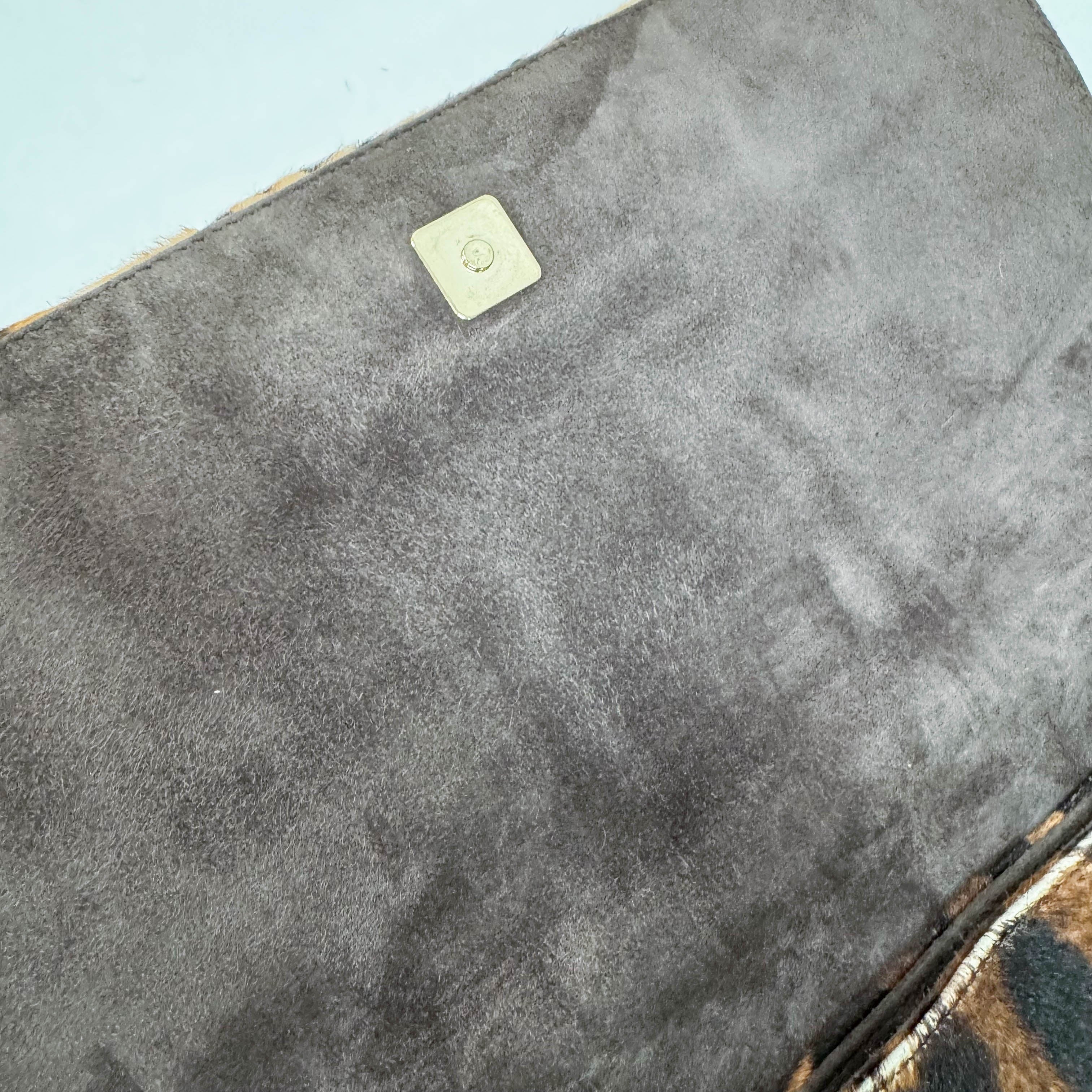 Mamma Baguette Leopard Print Pony Hair Shoulder Bag