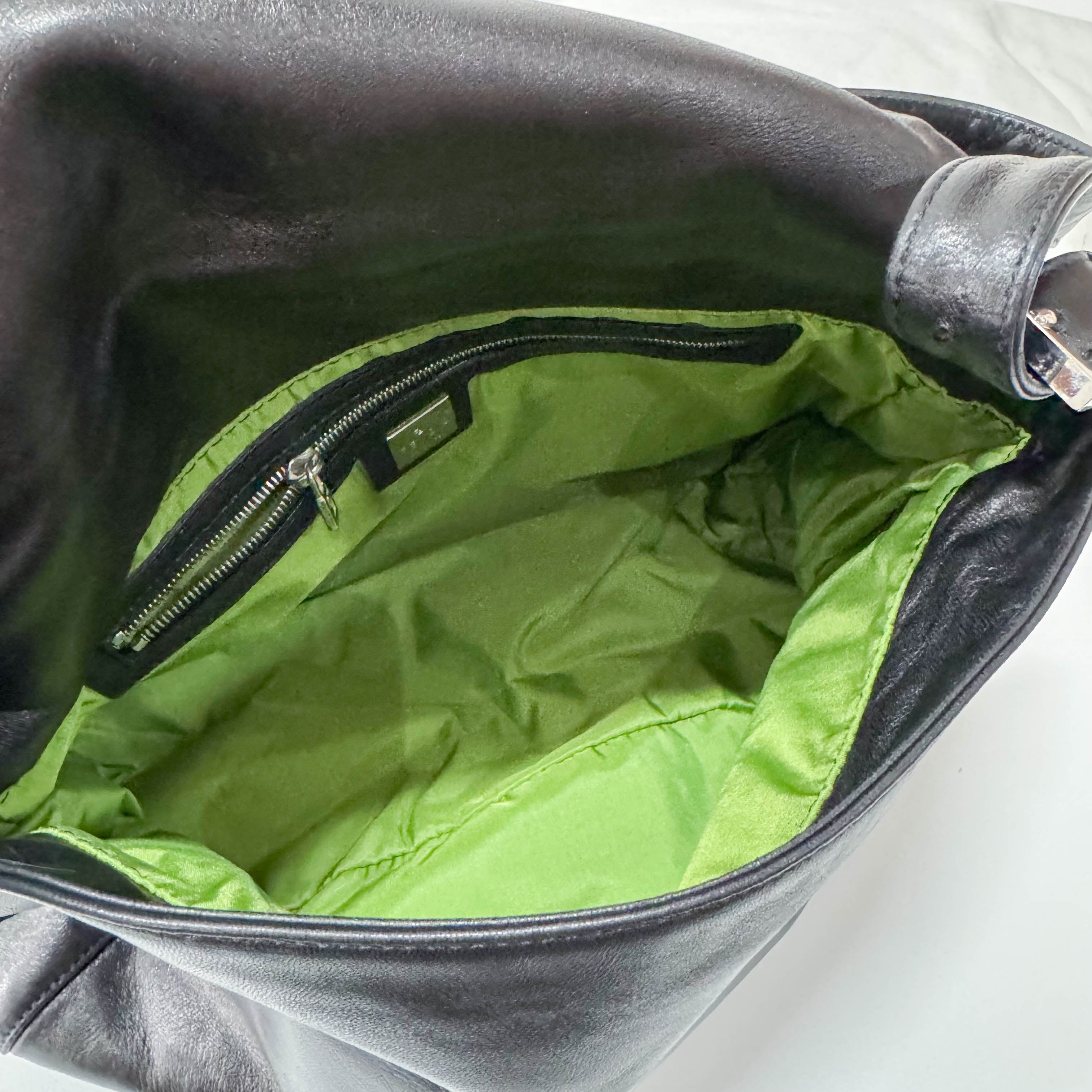 Mamma Baguette Black Leather Shoulder Bag