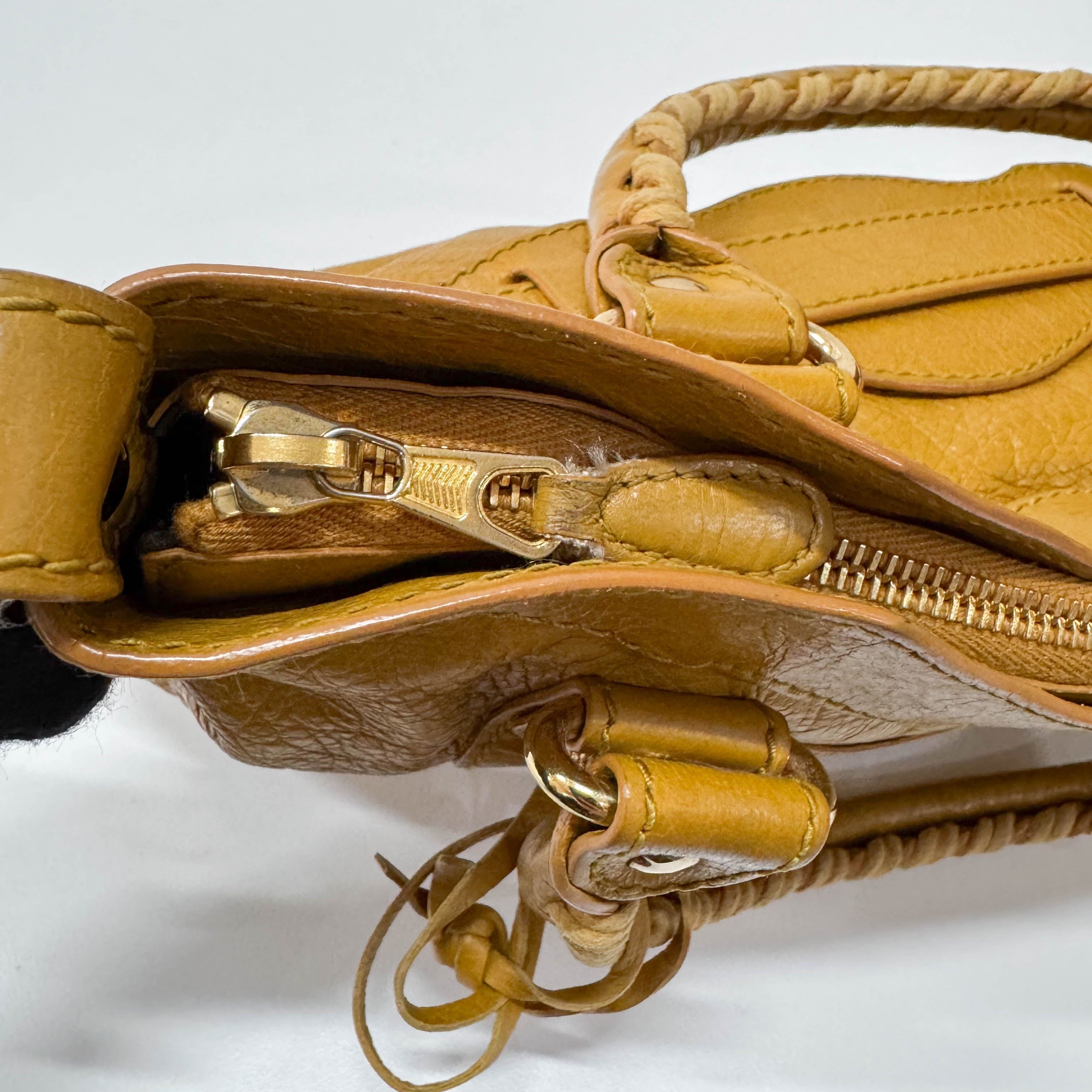 The First Yellow Leather Shoulder Two Way Bag