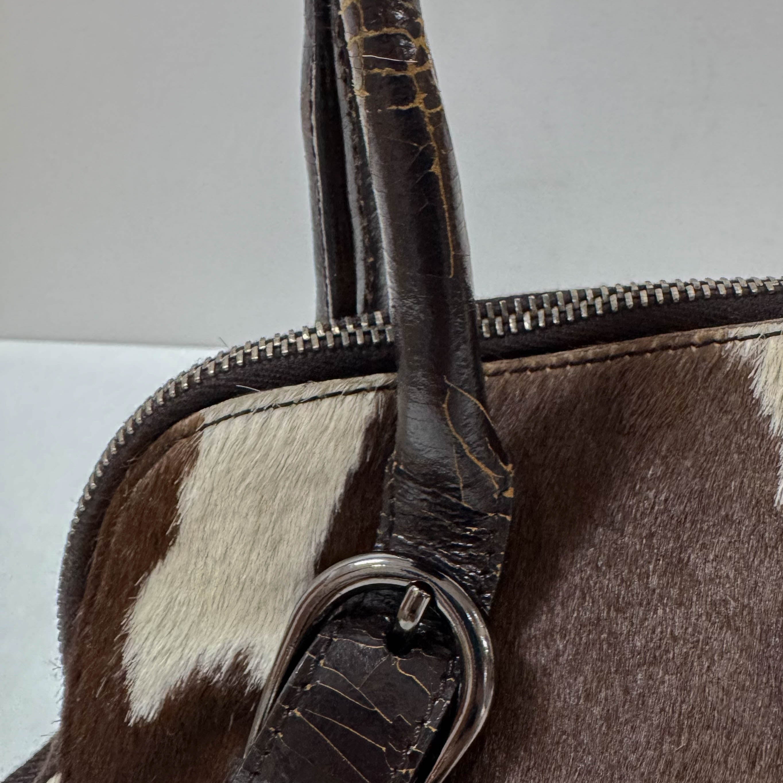 Cow Print Brown/White Pony Hair Shoulder Bag