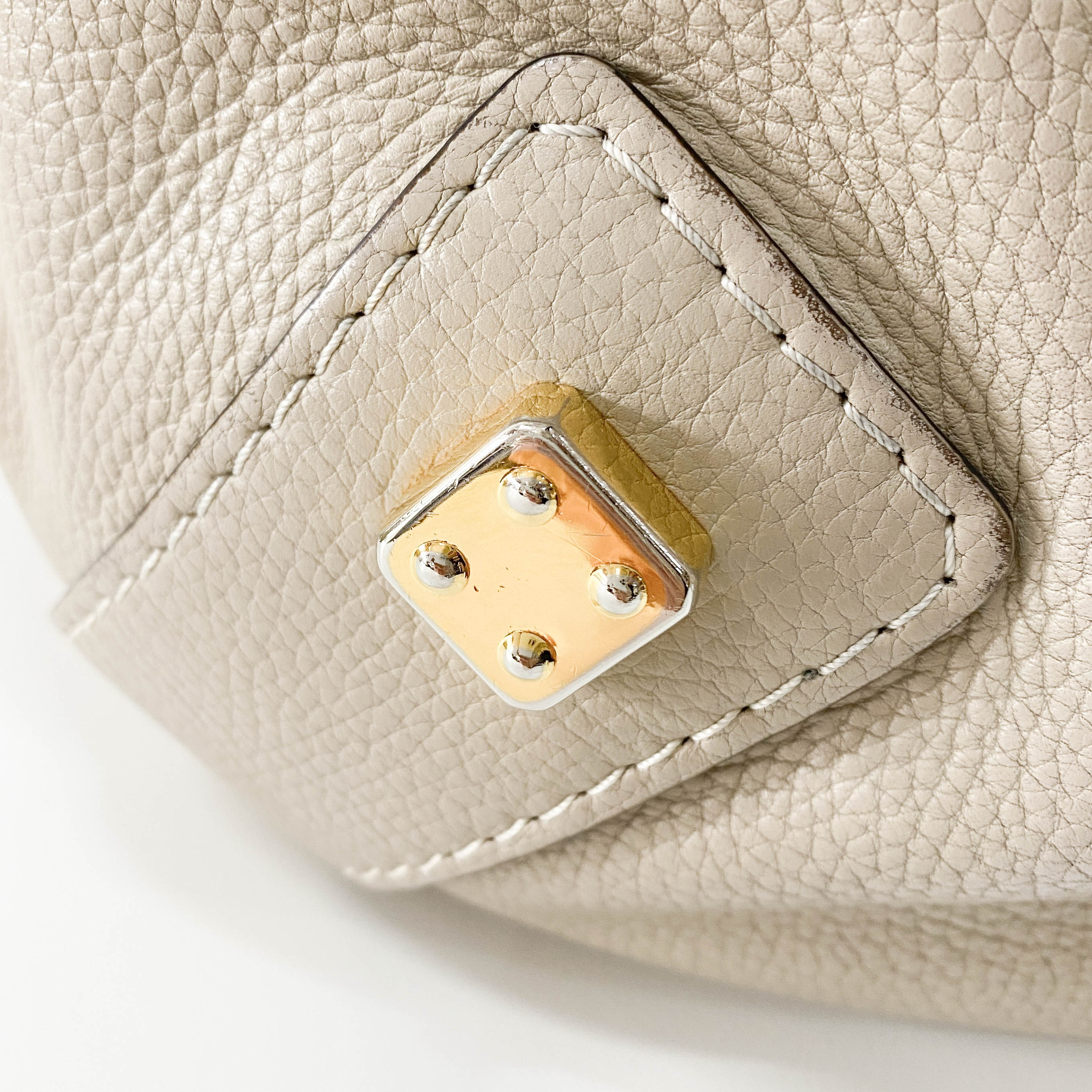 New Road Beige Leather Shoulder Bag