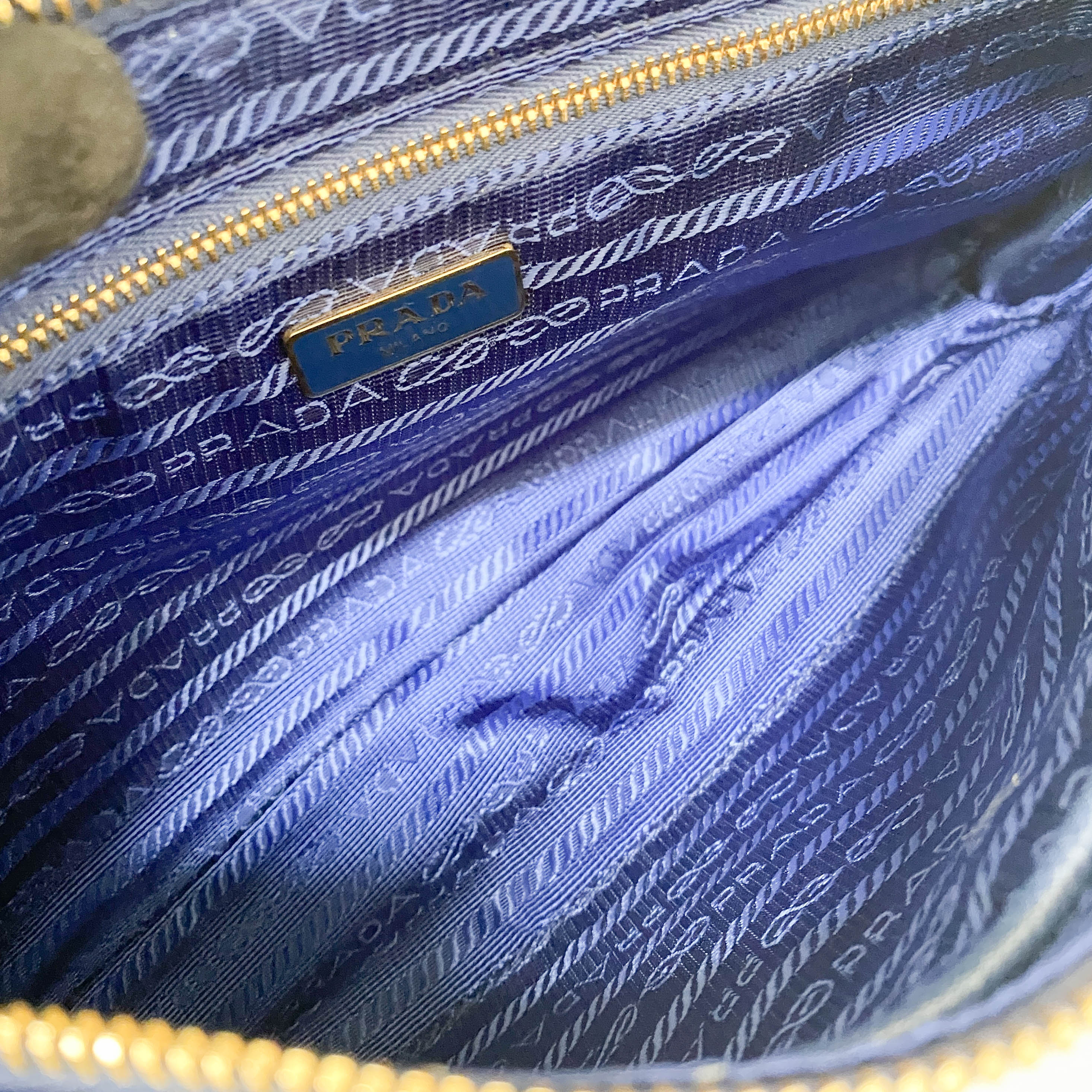 Gold Chain Blue Nylon Shoulder bag