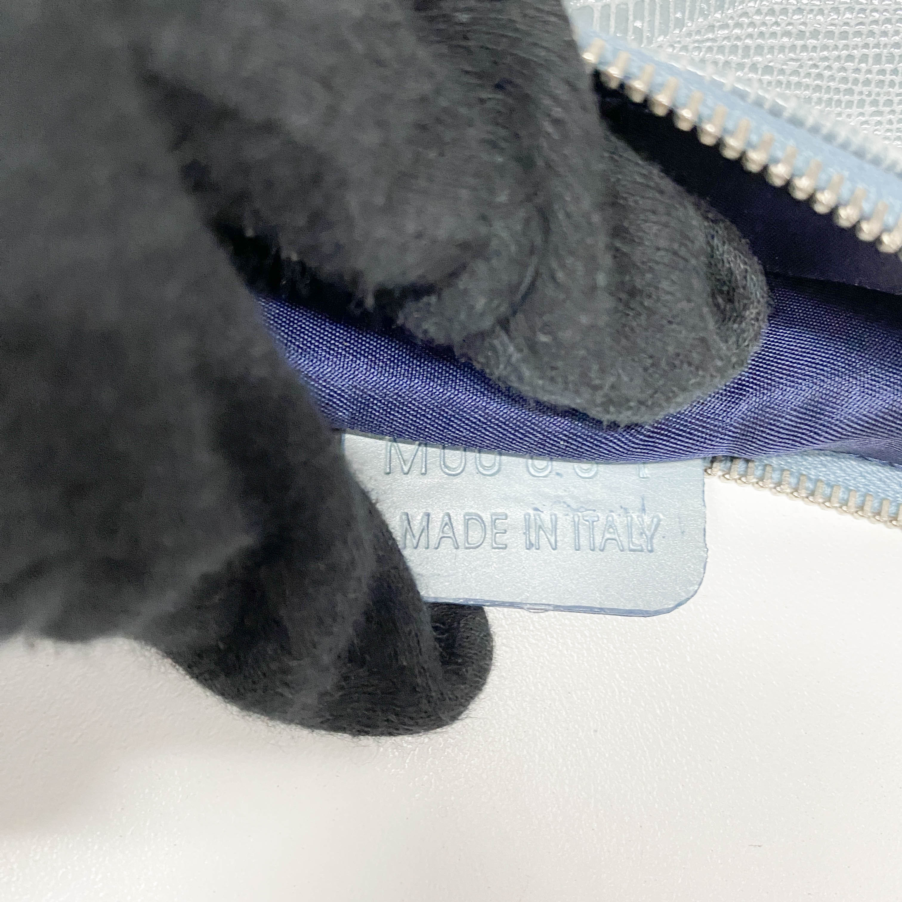 Saddle Blue Embossed Lizard Canvas Shoulder Bag