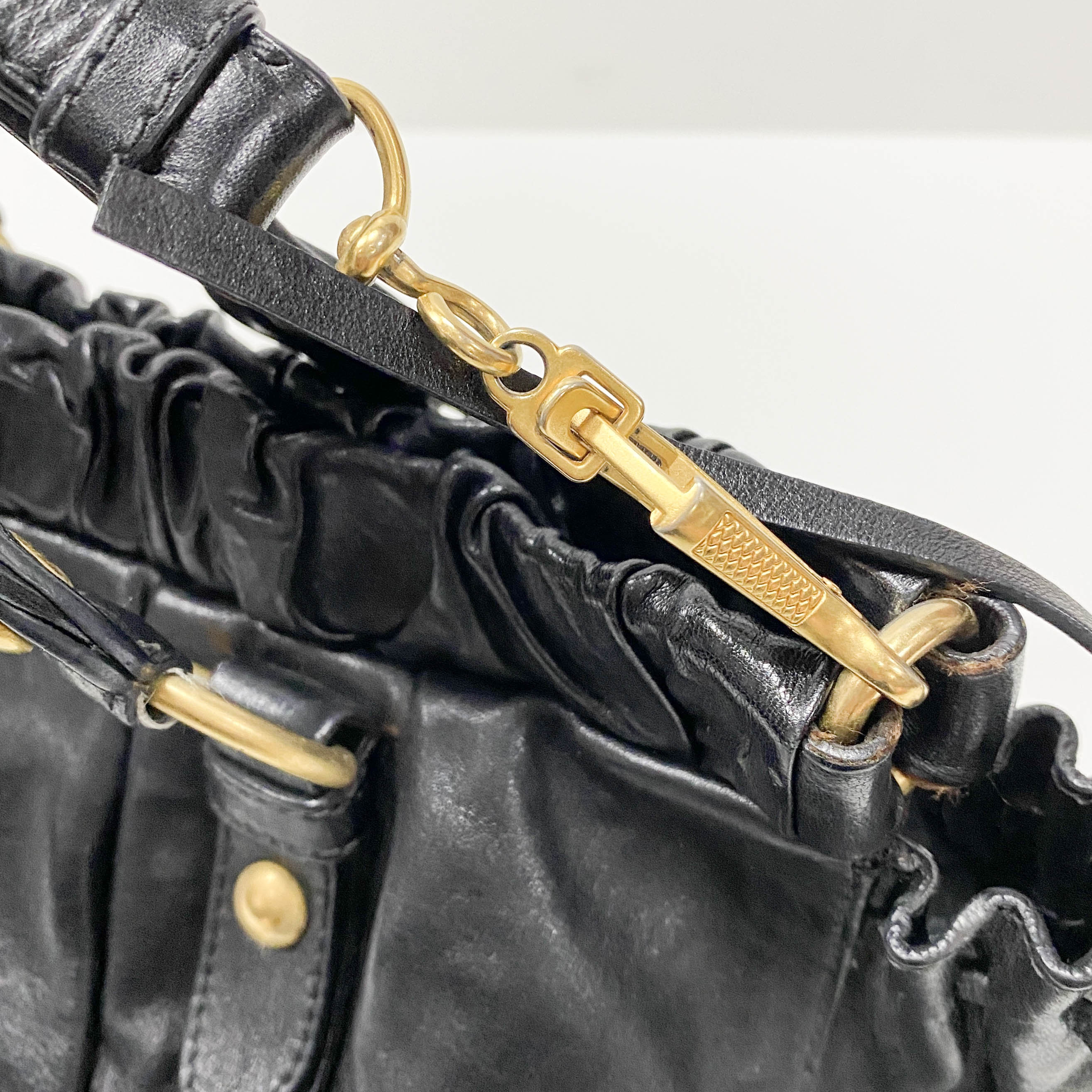 Vitello Black Calfskin Leather Two Way Bag