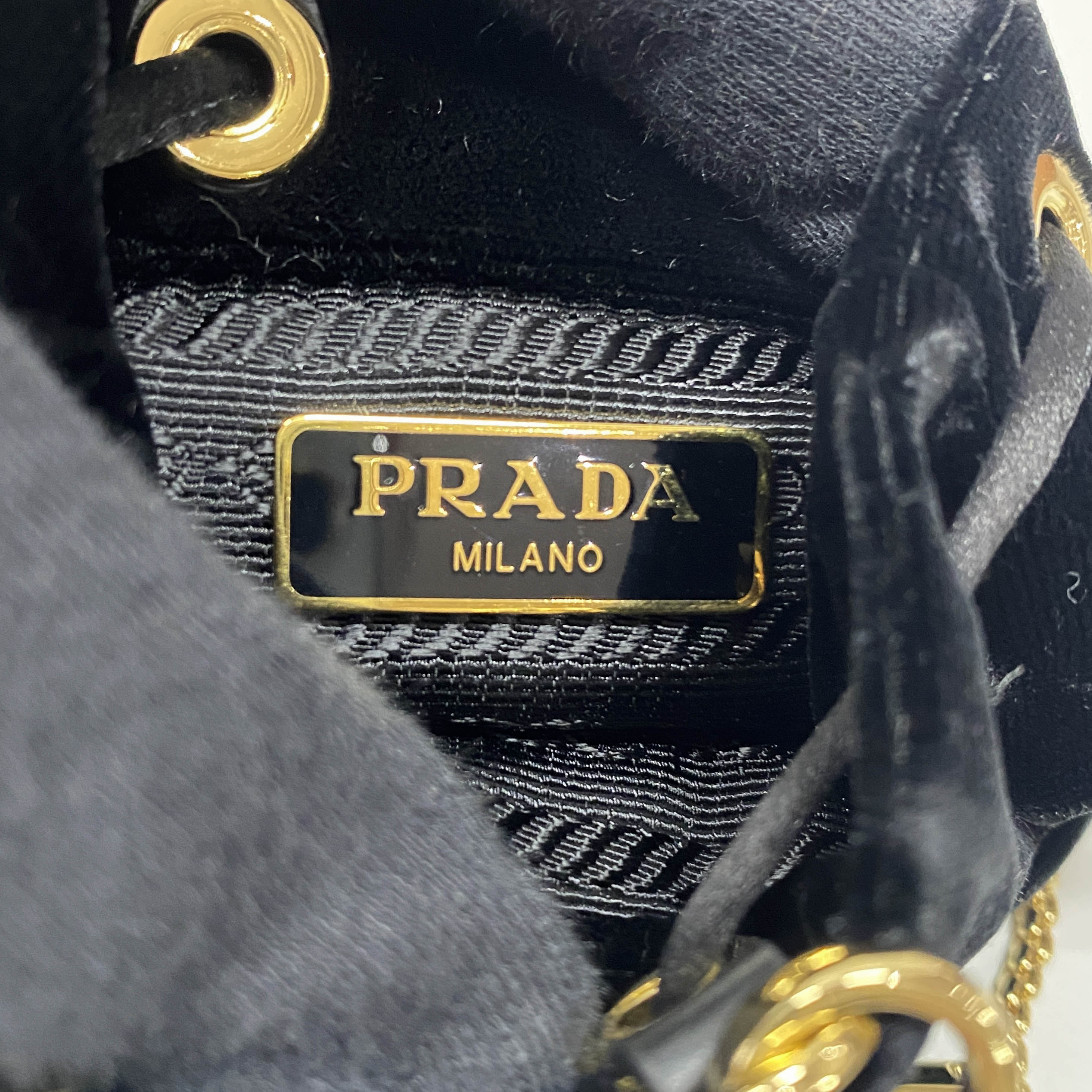 Gold Chain Black Velvet Mini Pouch Bag