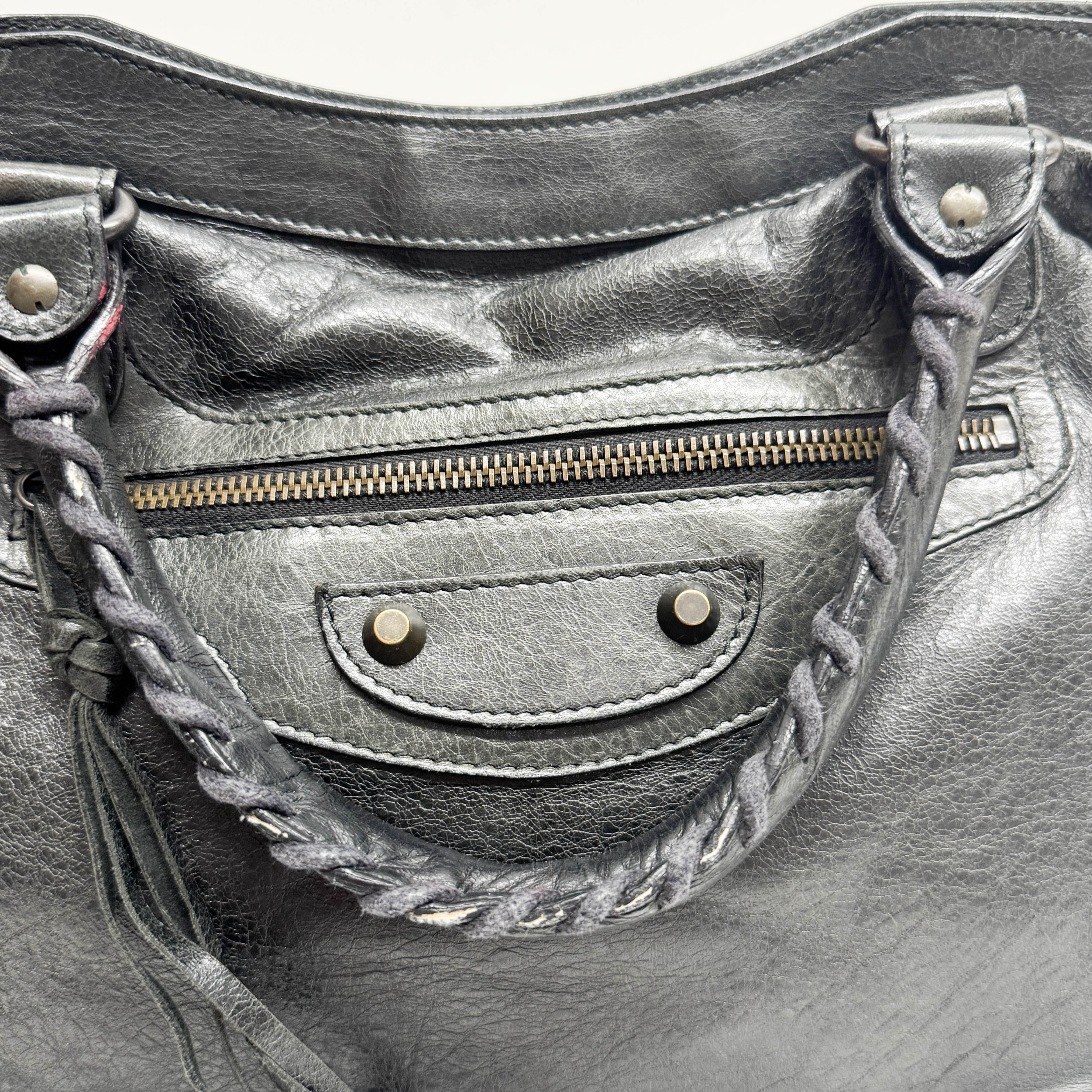 The City Black Calfskin Leather Two Way Bag