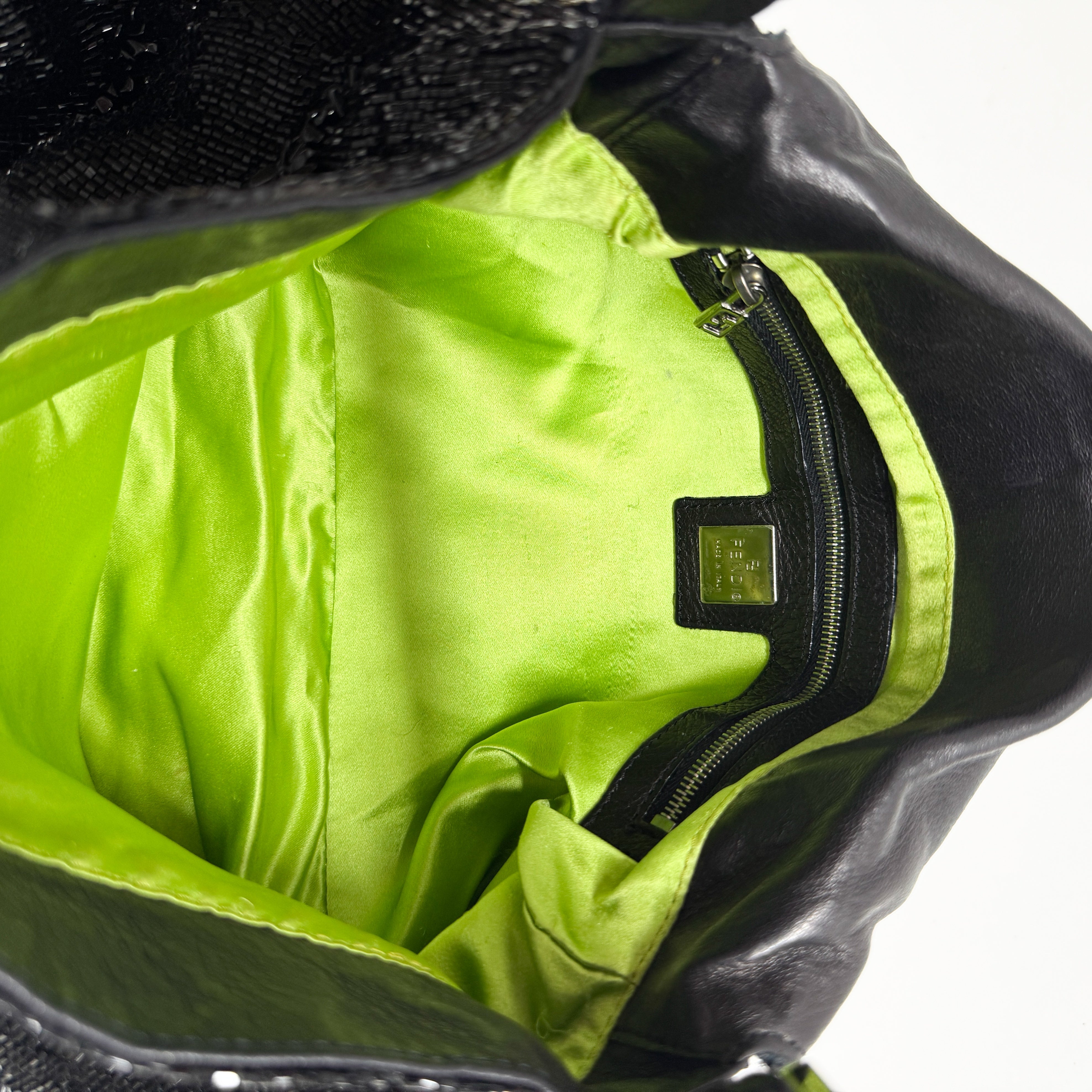 Mamma Baguette Black Beads Shoulder Bag