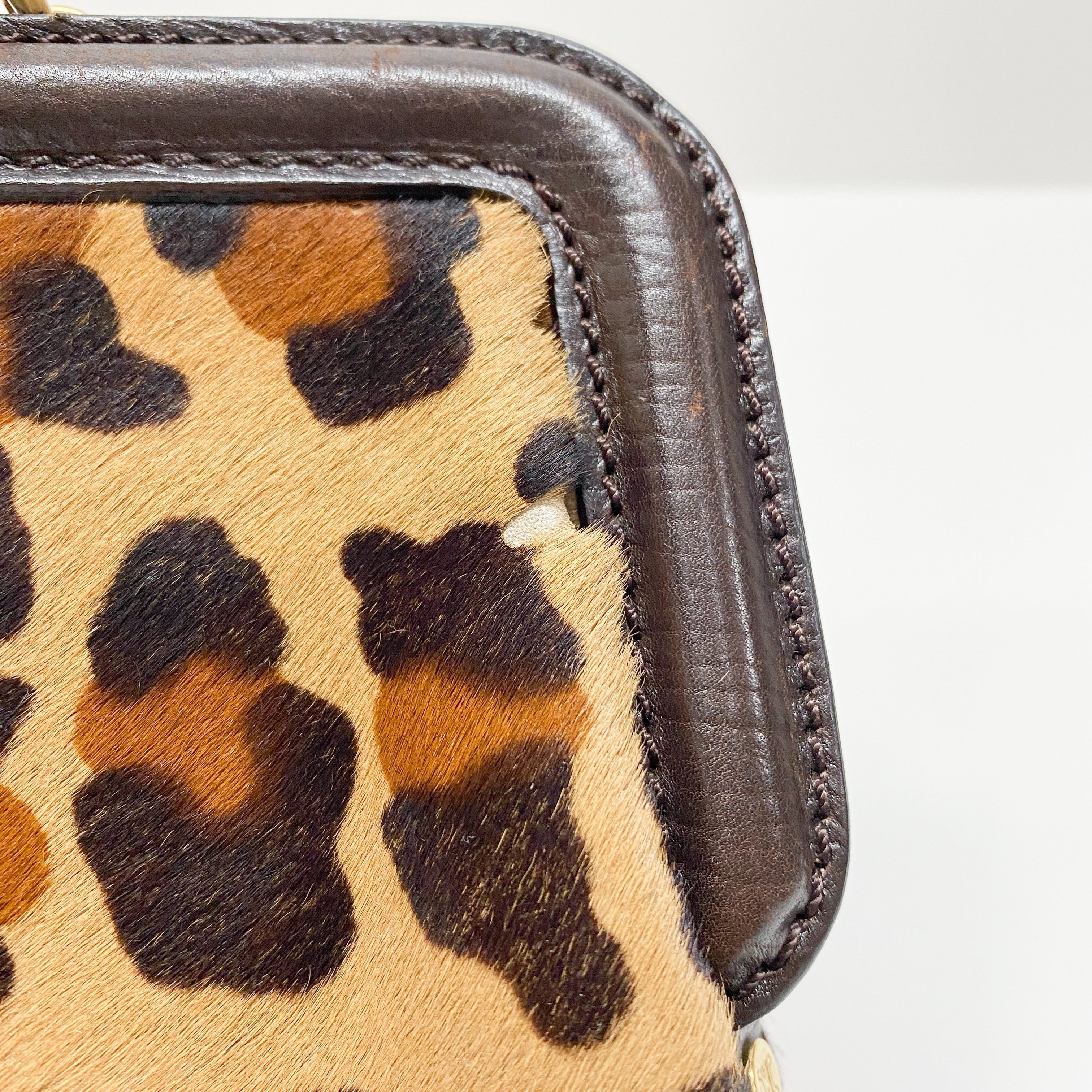 Vintage Brown Leopard Print Pony Hair Two Way Bag