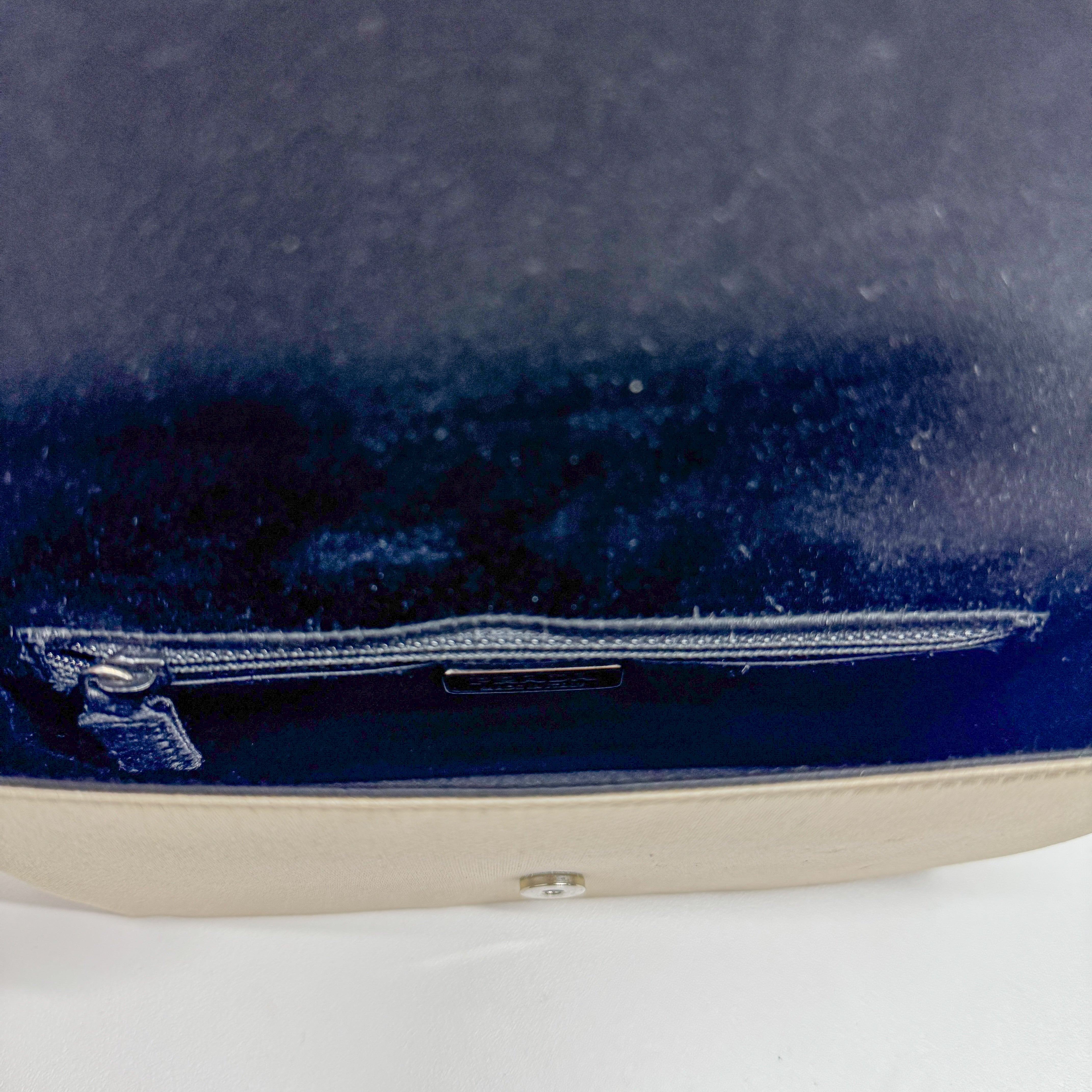 Beige Silk Satin Shoulder Bag