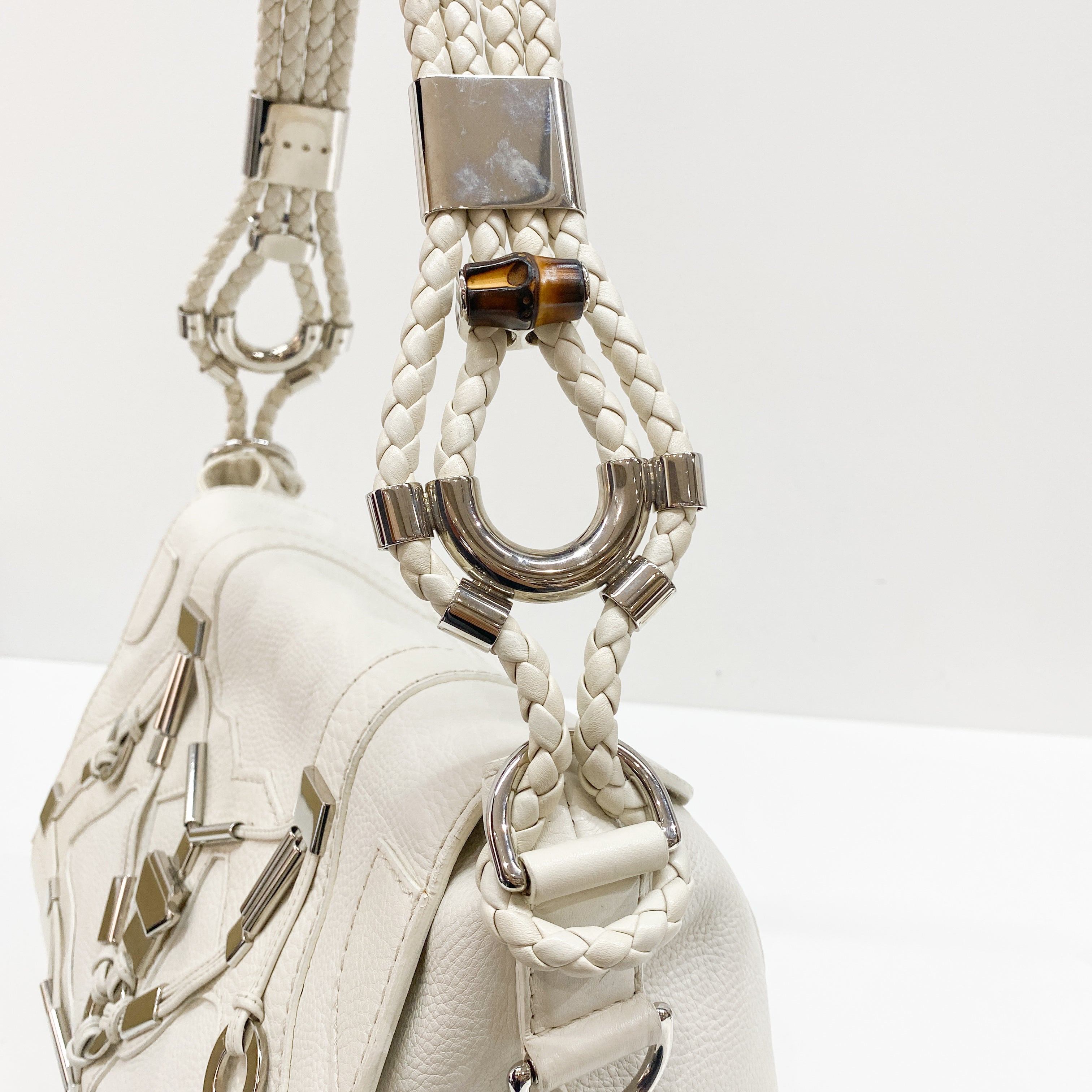 Vintage White Leather Shoulder Bag