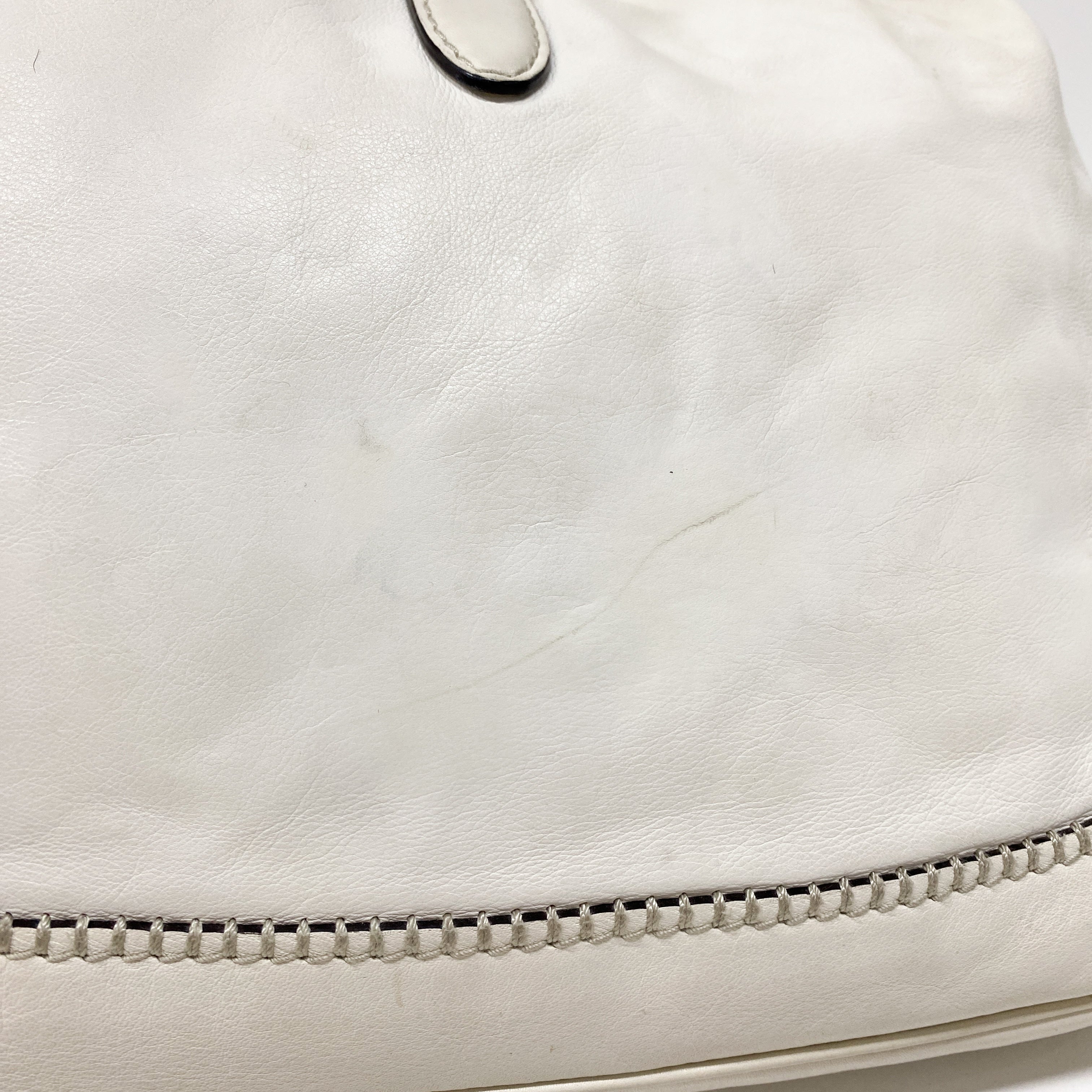 Jackie White Leather Shoulder Bag